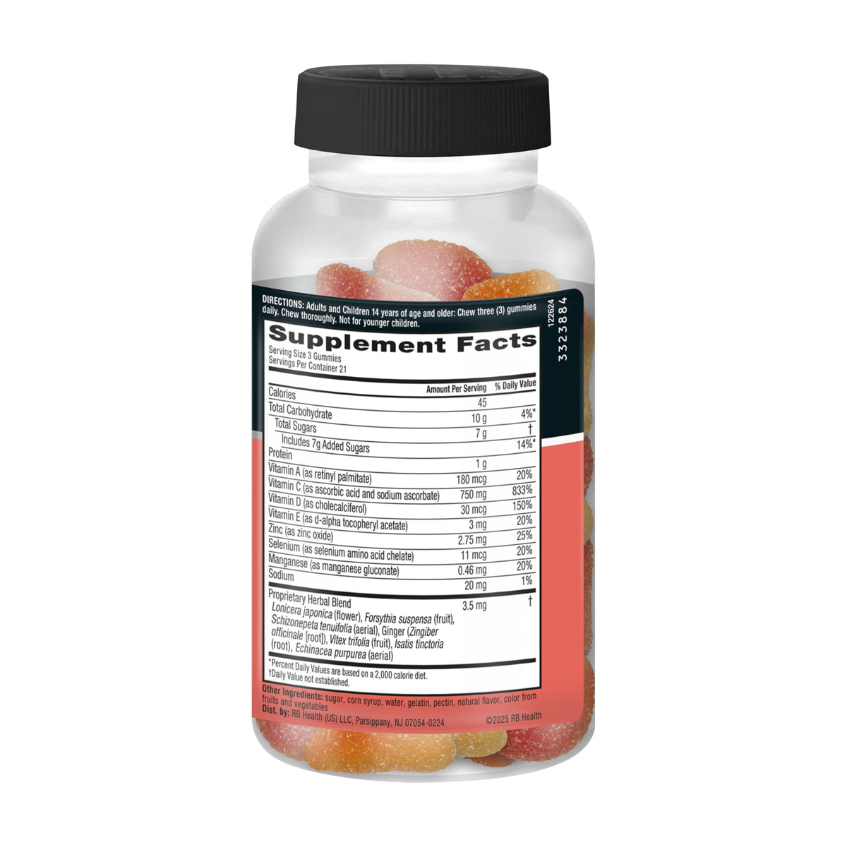 Airborne 750mg Vitamin C Gummies for Adults, Immune Support Supplement with Powerful Antioxidants Vitamins A C & E - 2x63ct Bottles (126 Gummies), Assorted Fruit Flavor