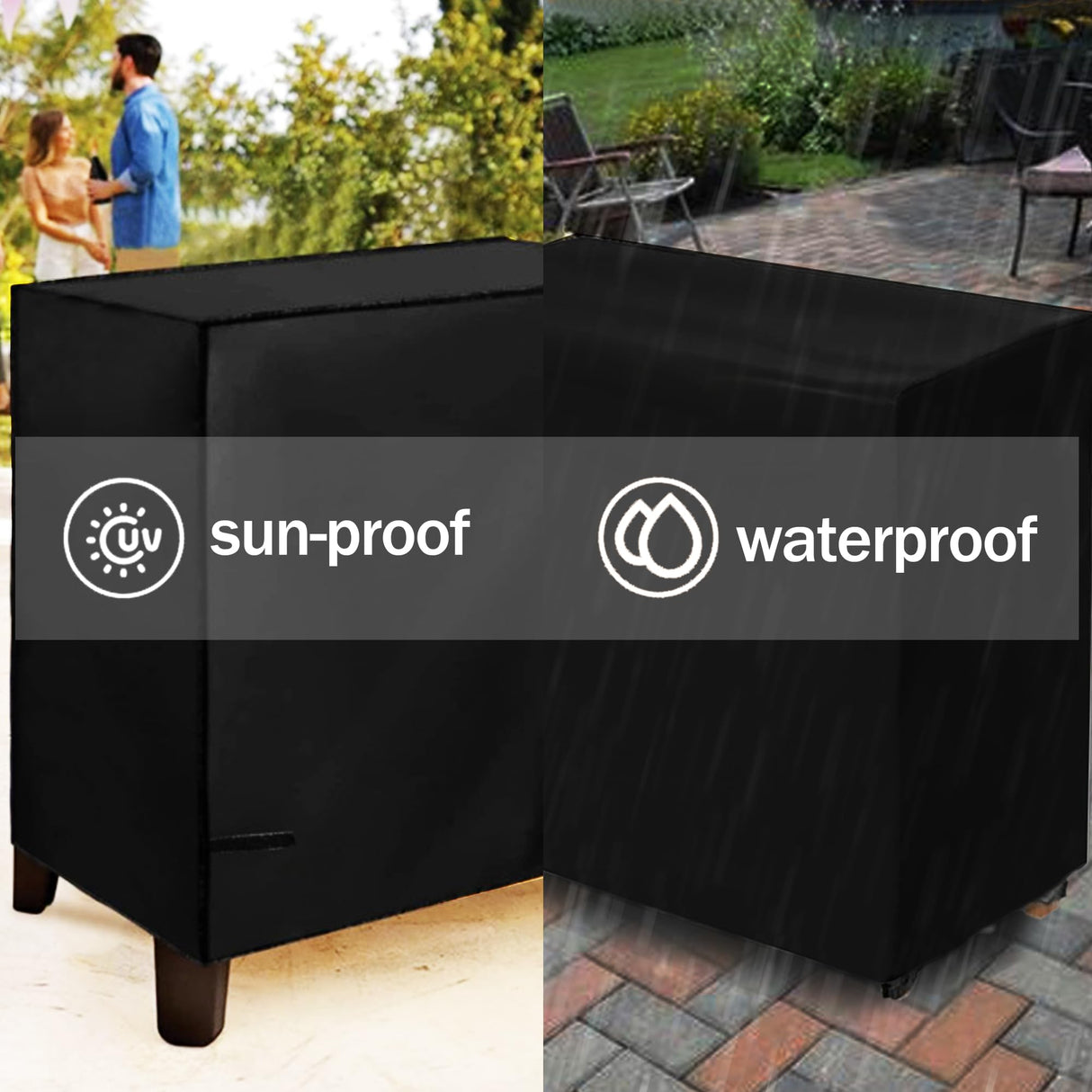 Cooler Cart Cover Waterproof, Universal Patio Cooler Cover for 80-100 Qt Patio Rolling Ice Chest Cart, 600D Oxford Fabric UV-Resistant Outdoor Bar Cart Covers (Black)