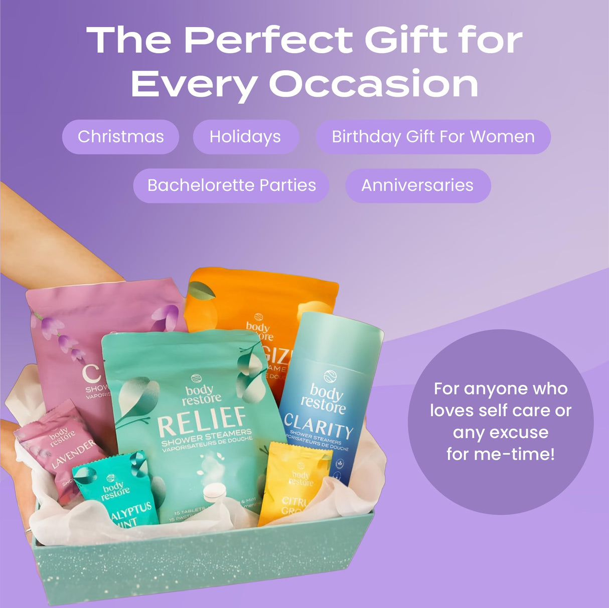 Body Restore Shower Steamers Aromatherapy 15 Pack - Boo Basket Stuffers for Women, Christmas Stocking Stuffers, Birthday Gifts for Women, White Elephant, Relaxation, Self Care - Lavender