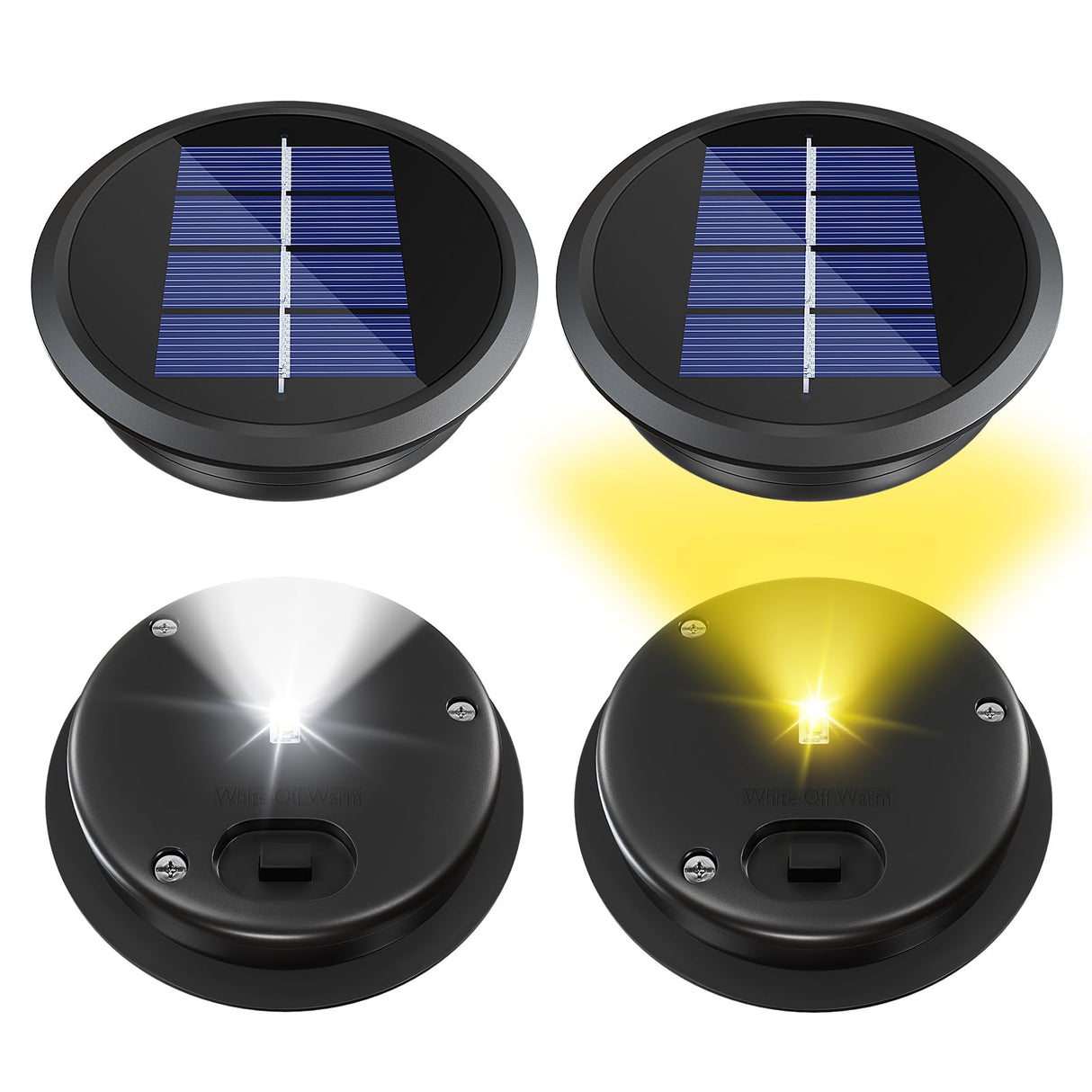 4 Pack Solar Light Replacement Top, Replacement Solar Light Parts for Lantern (Top 3.34 Inch, Bottom 2.83 Inch), Waterproof LED Replacement for Outdoor Garden, Pathway, Yard Lights & Decor