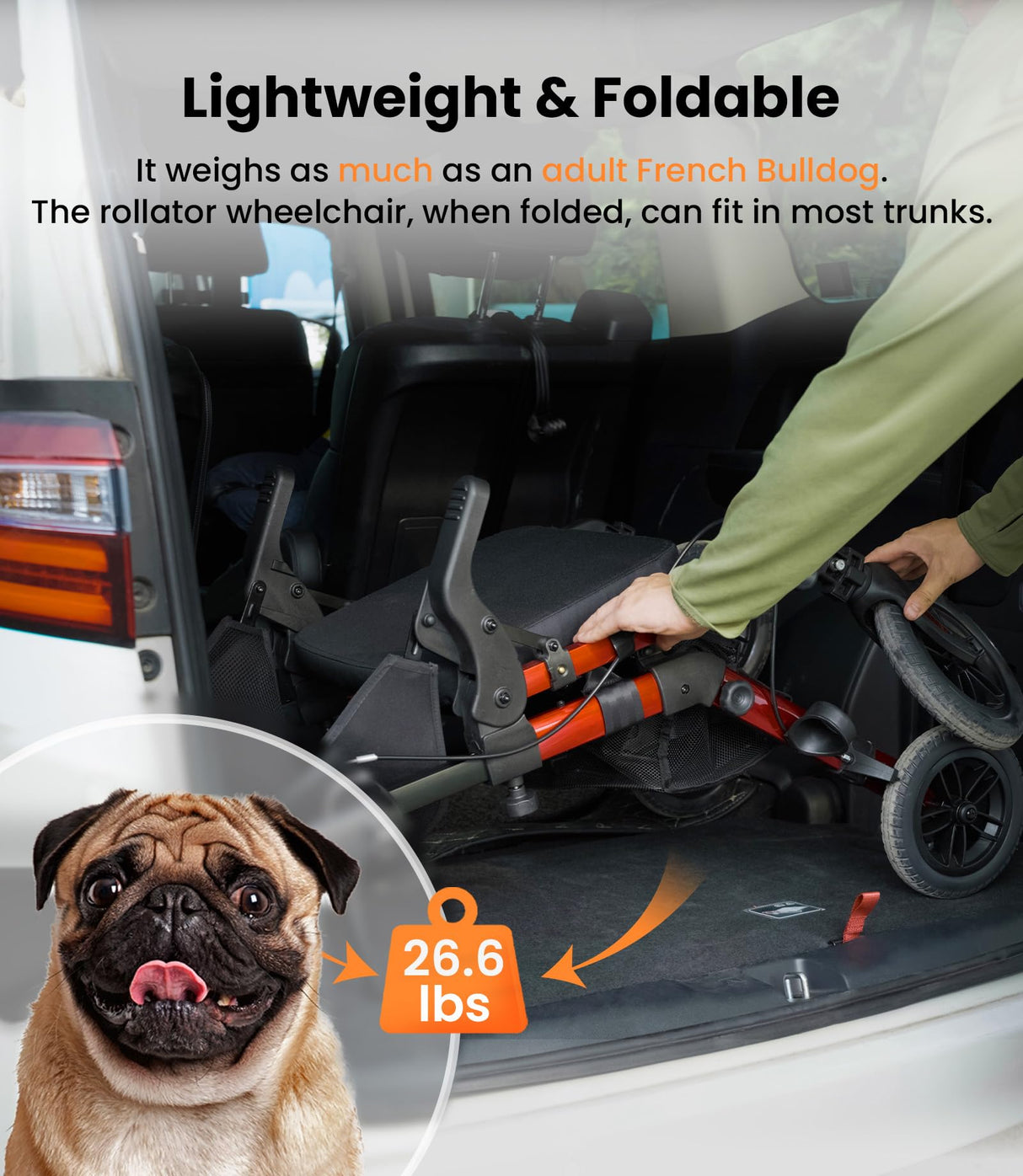 VOCIC Walkers for Seniors, Wheelchairs for Adults, Rollator Walker with Seat, 2 in 1 Rollator Transport Chair with Brakes, Rollator Lightweight Foldable, Walker Wheelchair Combo Z51-FSA HSA