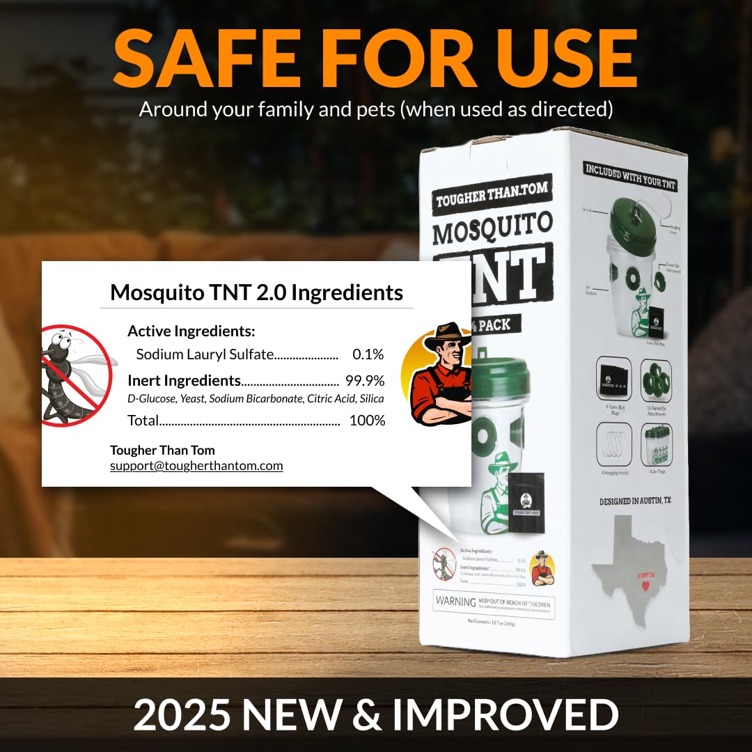 Tougher Than Tom Mosquito TNT 2.0 Mosquito 12 Bait Bags, Outdoor Insect Control, Easy Setup, Family & Pet Friendly, Ideal for Backyards, Camping, Gardens, BBQs, Picnics & More