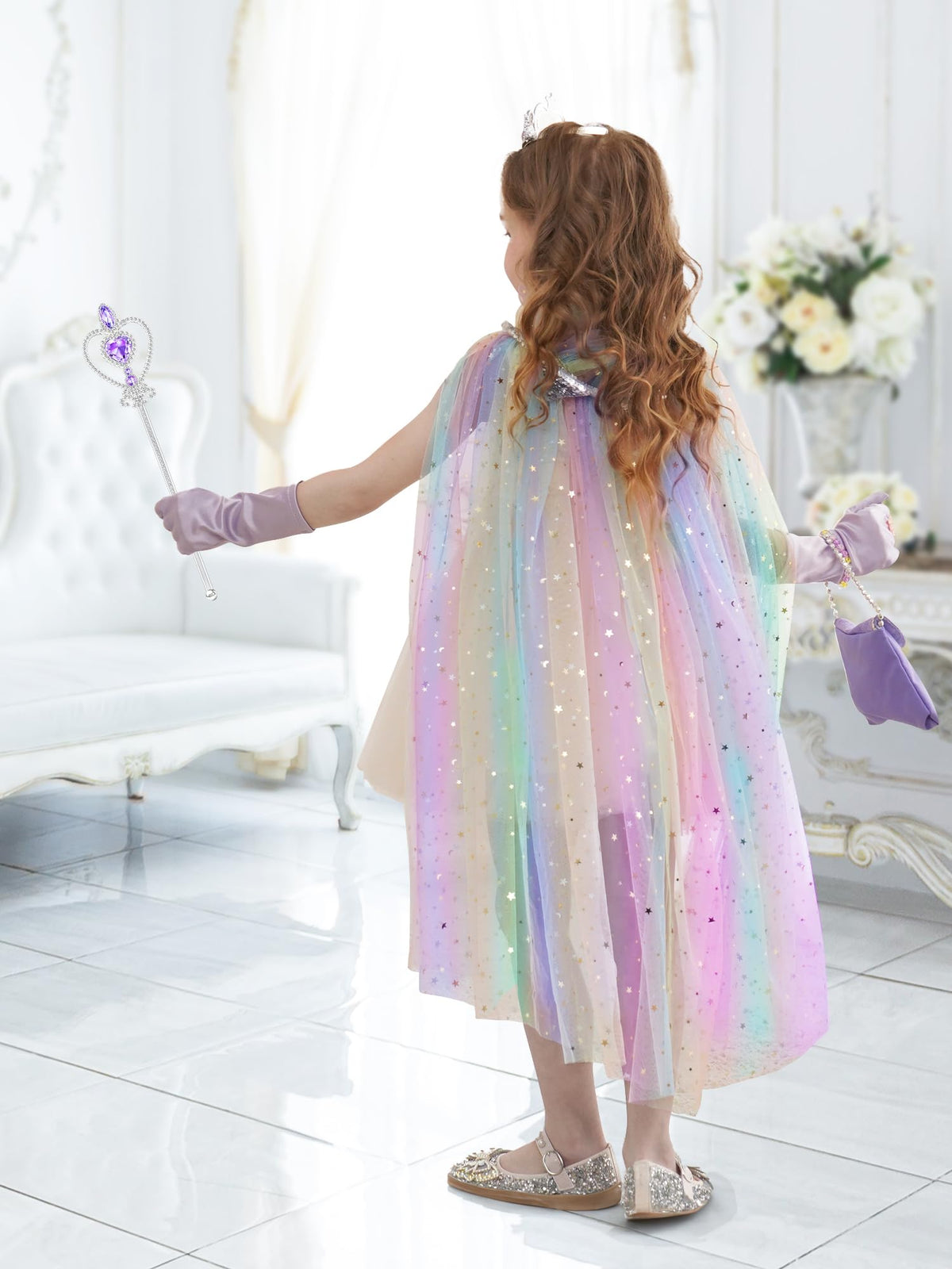 Fuzmo Light Up Princess Dress Up for Girls 3 4 5 6 Years Old, Purple