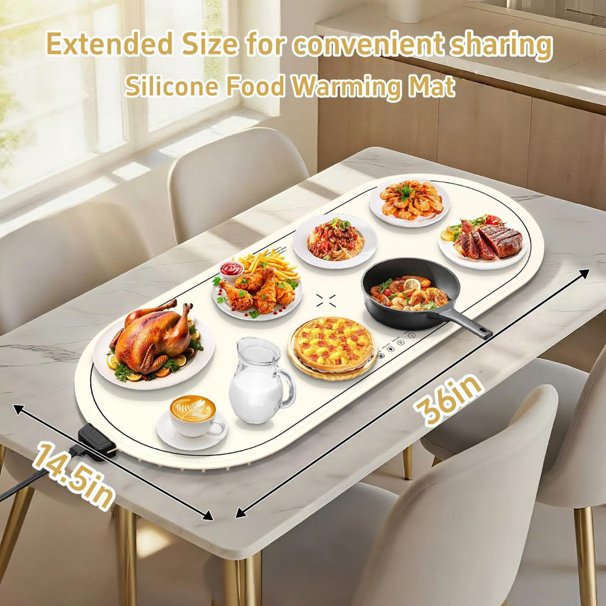 Warming Mat for Food Extra Large,36x16 Food Warming Mats for Countertop,Heating Mat for Food,Silicone Food Warmer Mat,Food Warmers for Parties Buffet,Warming Trays for buffets Party