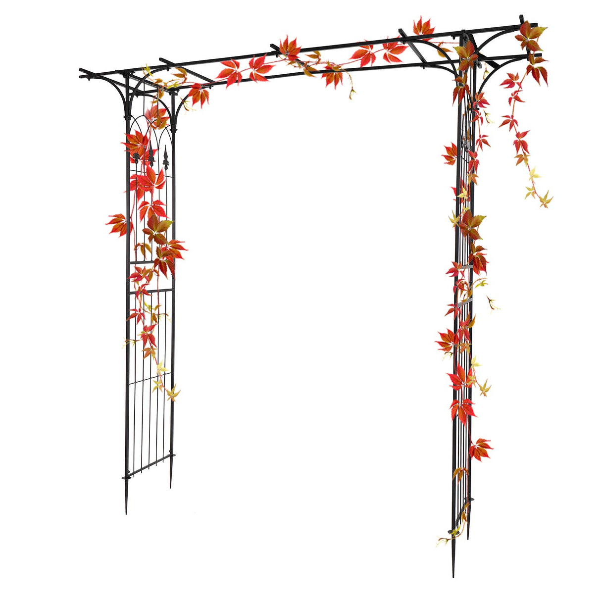 VINGLI Garden Arbor, Arch Archway for Wedding Ceremony Party, Steel Garden Trellis for Plant Climbing, Christmas Decorations Pergola for Backyard, Lawn (Black)