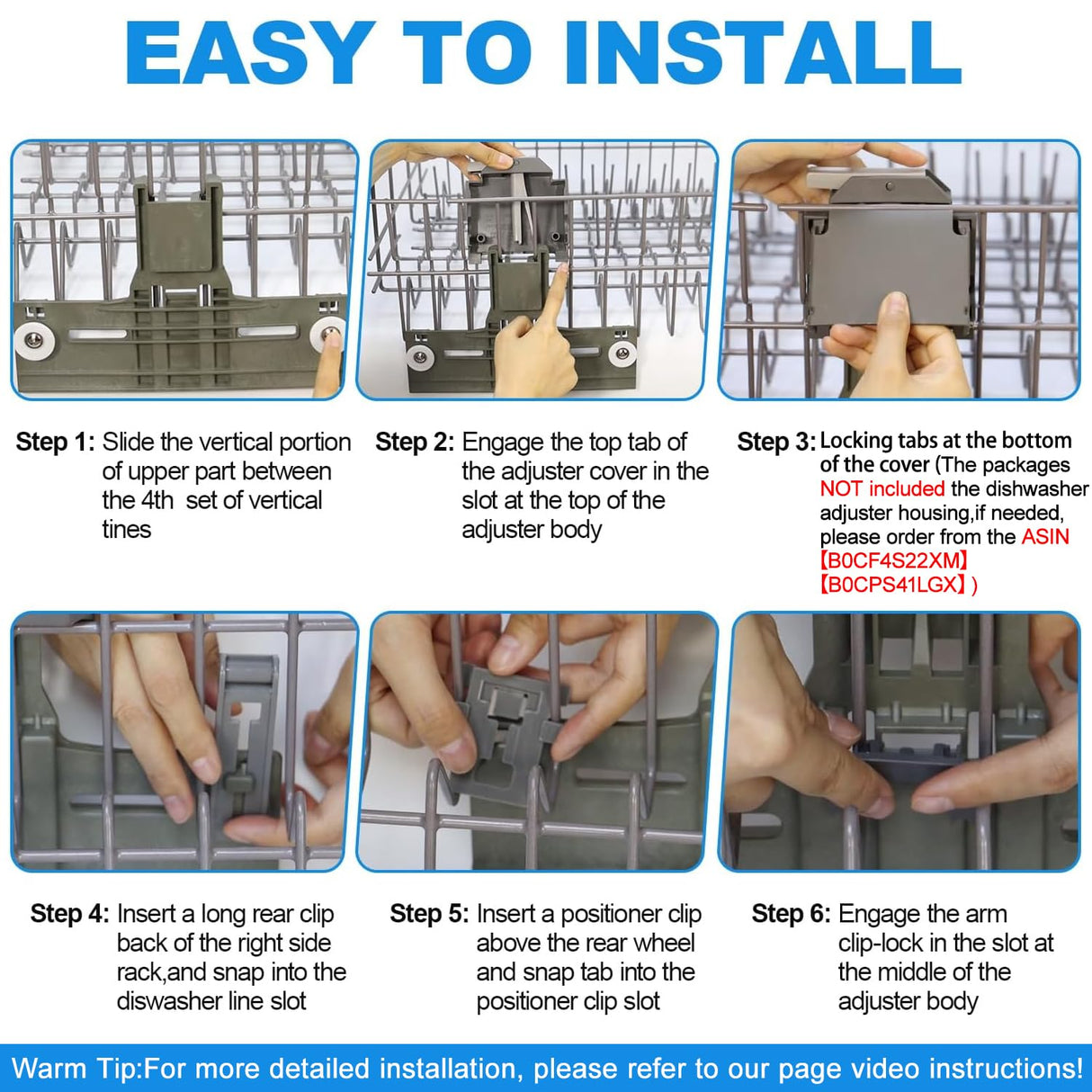 Upgraded W10350375 W10712395 Dishwasher Top Rack Adjuster Parts for Whirlpool WDTA50SAHZ0 Dishwasher Parts WDT750SAHZ0 WDT730PAHZ0 WDT970SAHZ0 Upper Rack Parts,For Kenmore 665 Dishwasher Top Rack Part