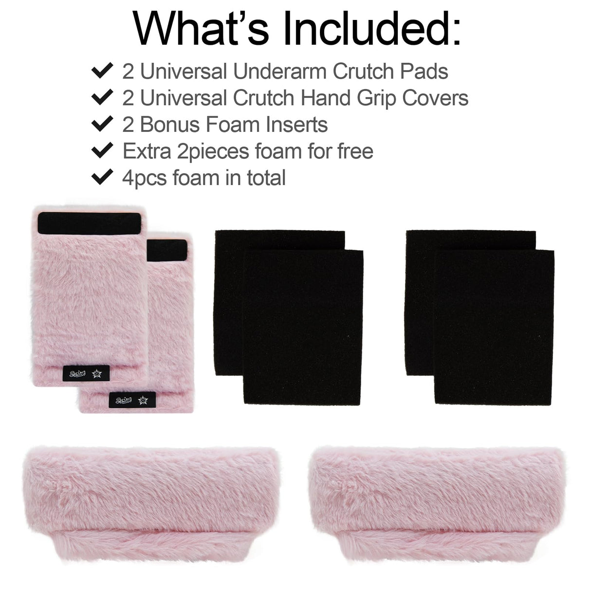 SPRING SEAON Crutches Padding Universal Crutch Pads for Armpits and Hand Grips Pads for Crutches Underarm Crutch Cushions Fluffy Crutch Covers Machine Washable (Pink)