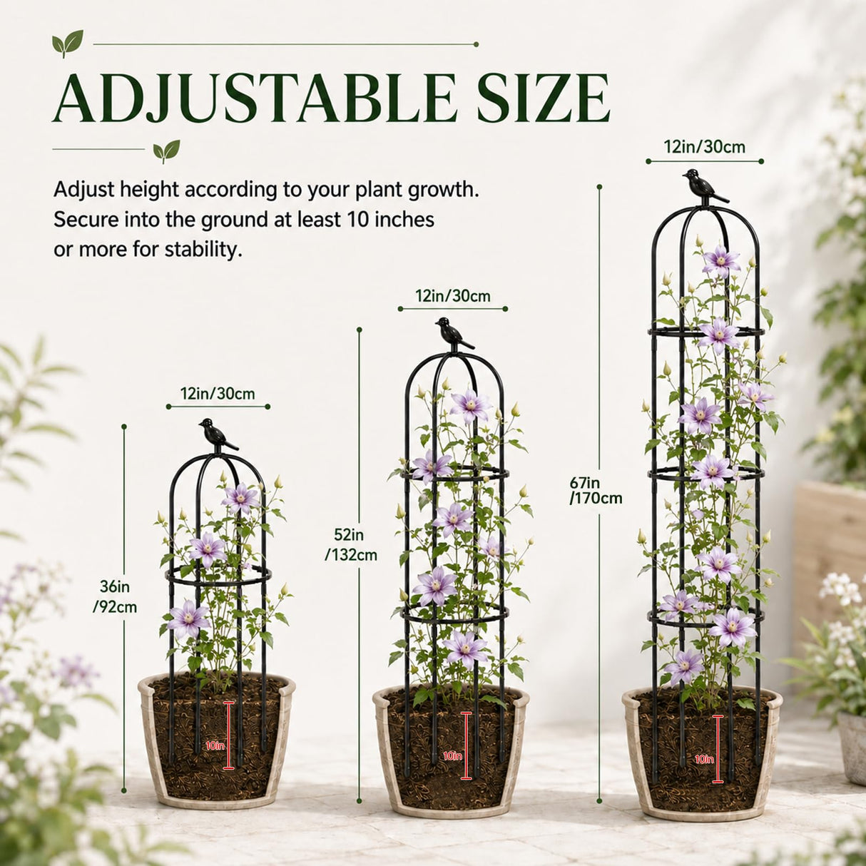 FOLLOOK Garden Obelisk Trellis for Climbing Plants Outdoor, 67", 1 Pack