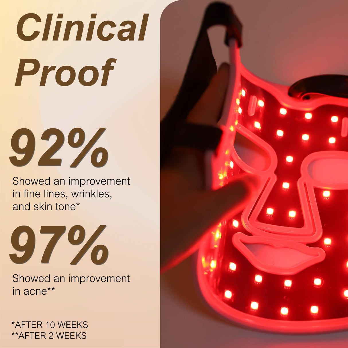 Avorla Beauty LED Light Mask -infrared light therapy red light therapy led facial light Photons Facial Skin Care Wrinkle reduce anti-acne facial light acne treatment beauty device-KFB265