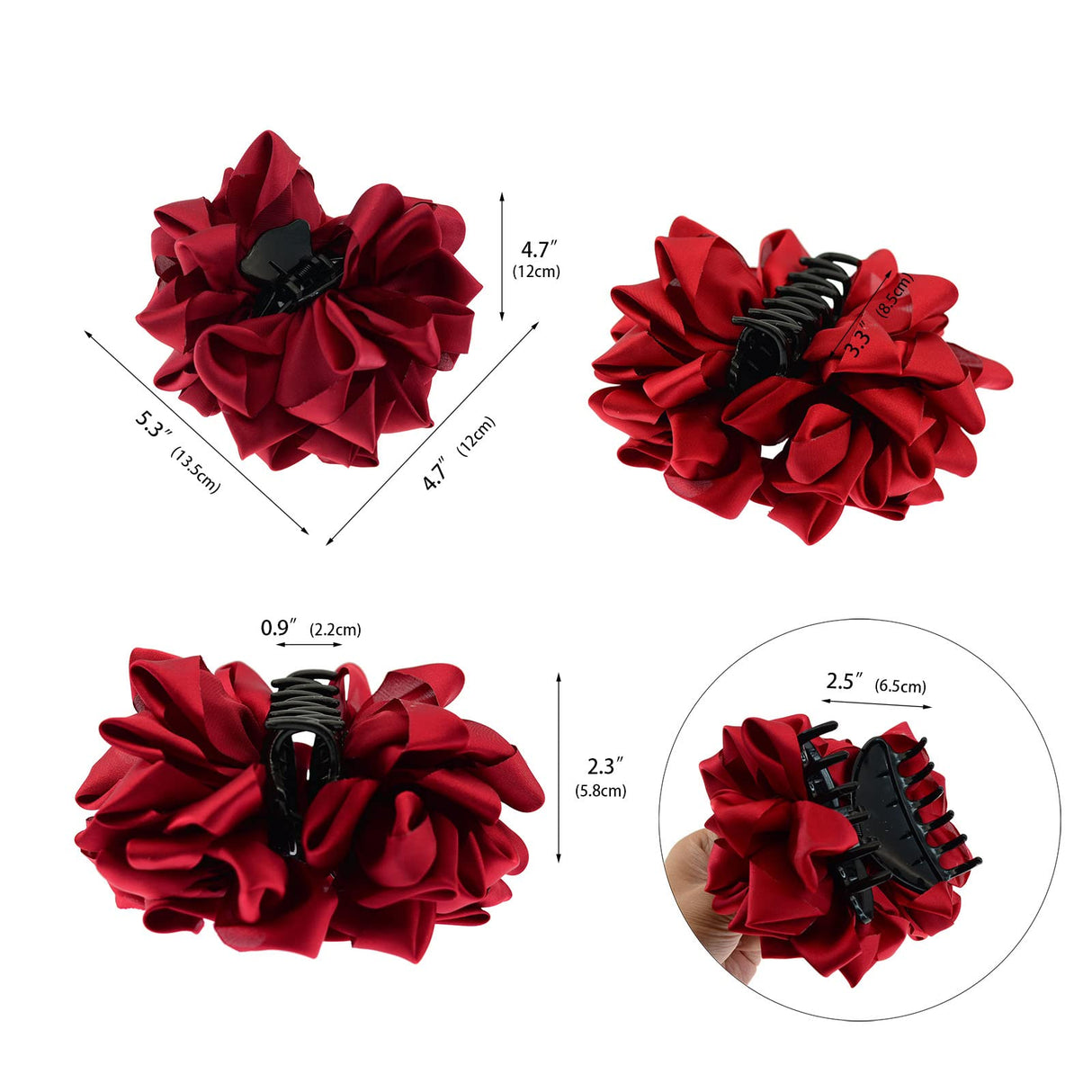 4 Pcs Large Silk Flower Bow Hair Claw Jaw Clips For Women Hair clamps