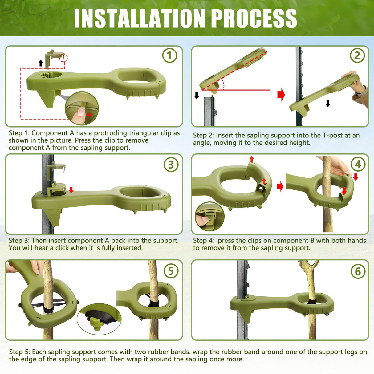 Tree Supports Young Trees, 4PC Tree Stake Stabilizer Kit for Leaning Tree