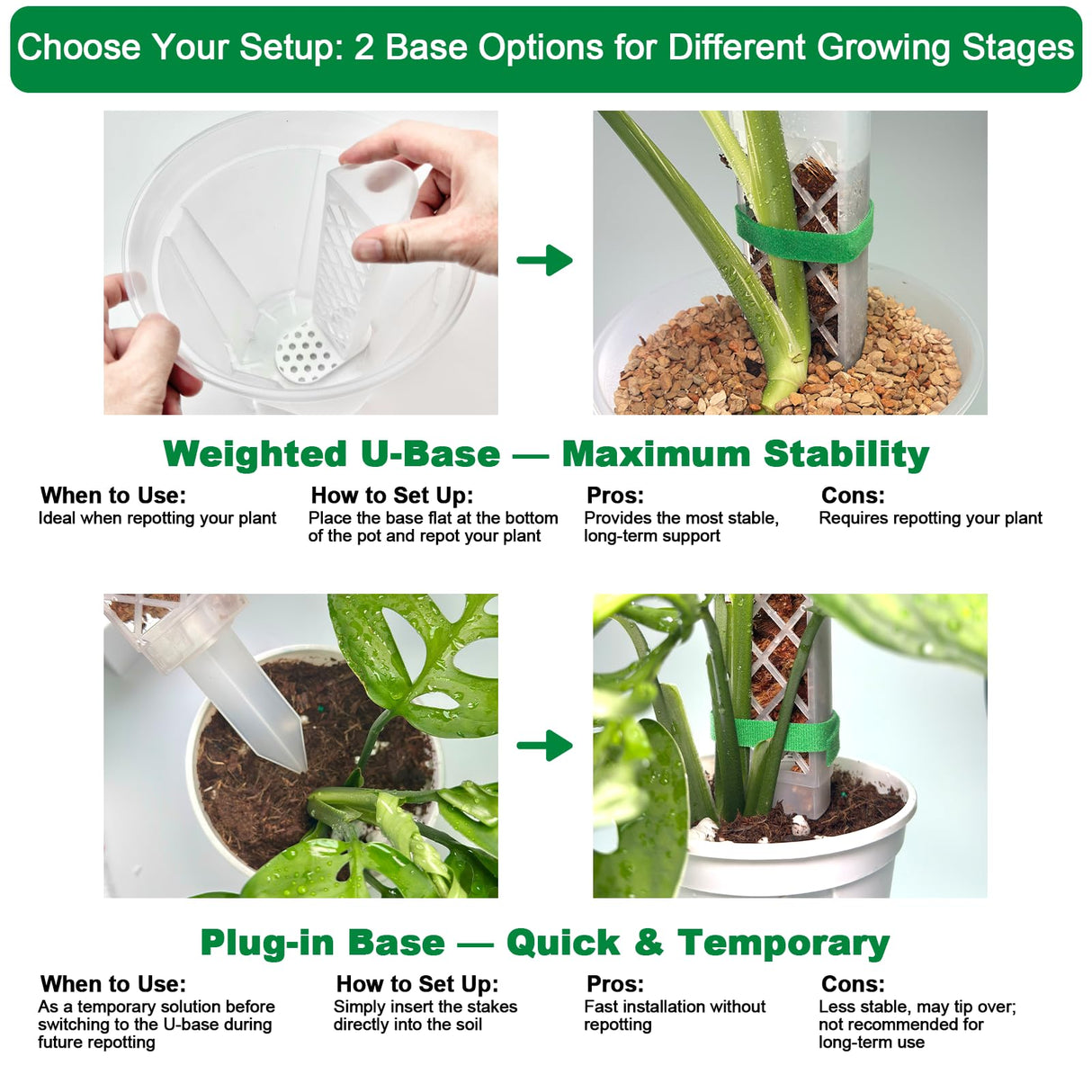4 Psc 9 Inch D Shaped Moss Pole with Watering Dripper, Plastic Moss Poles for Climbing Plants, Sturdy Monstera Plant Support, Self Watering Moss Pole Kit for Plants Indoor (1Pack 4Pcs-Translucent)