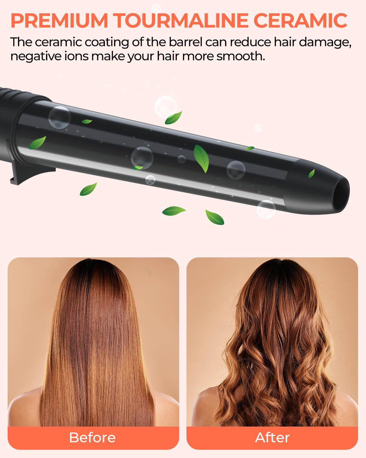 5 in 1 Curling Wand Set: Ohuhu Curling Iron Wand 5Pcs 0.35 to 1.25 Inch Interchangeable Ceramic Barrel Heat Protective Glove 2 Clips Dual Voltage Hair Curler for Girl Women Mother Christmas Gift Black