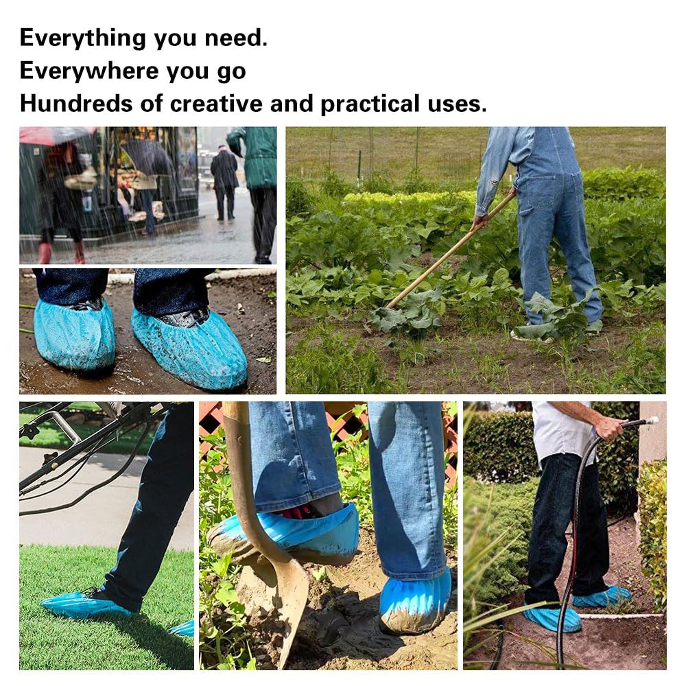 Tomus-UNI Shoe Covers Disposable 200 Pack (100 Pairs) | Non-Slip, Durable, Indoor | Protect Your Home, Floors and Shoes