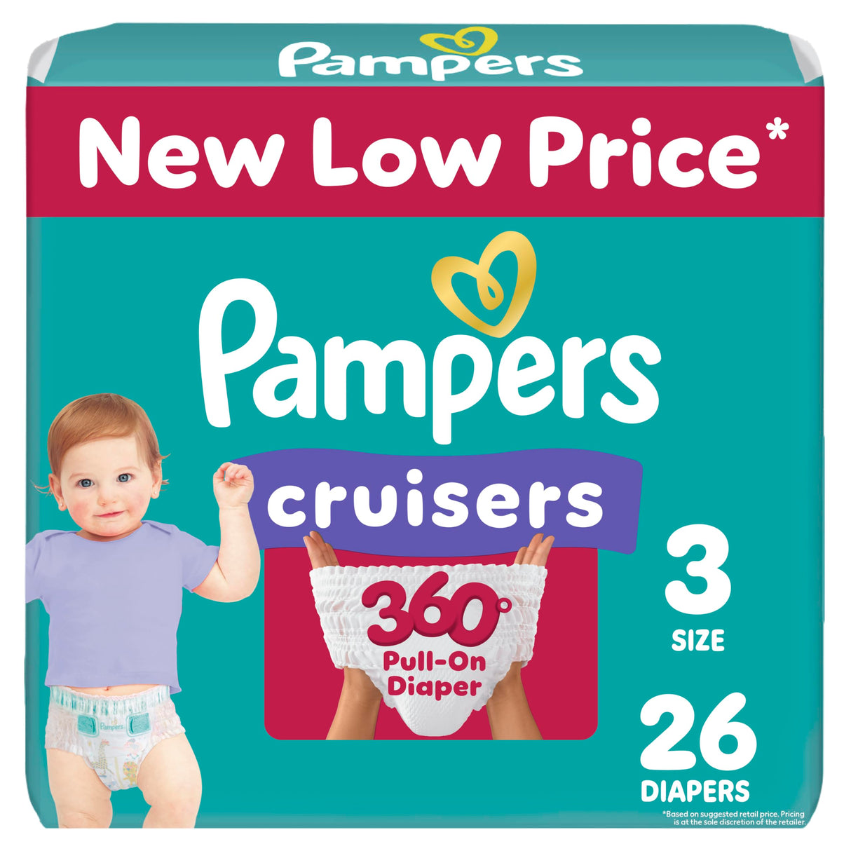 Pampers Diapers - Cruisers 360 - Size 6, 48 Count, Babyproof up to 100% Leakproof Pull-On Diaper