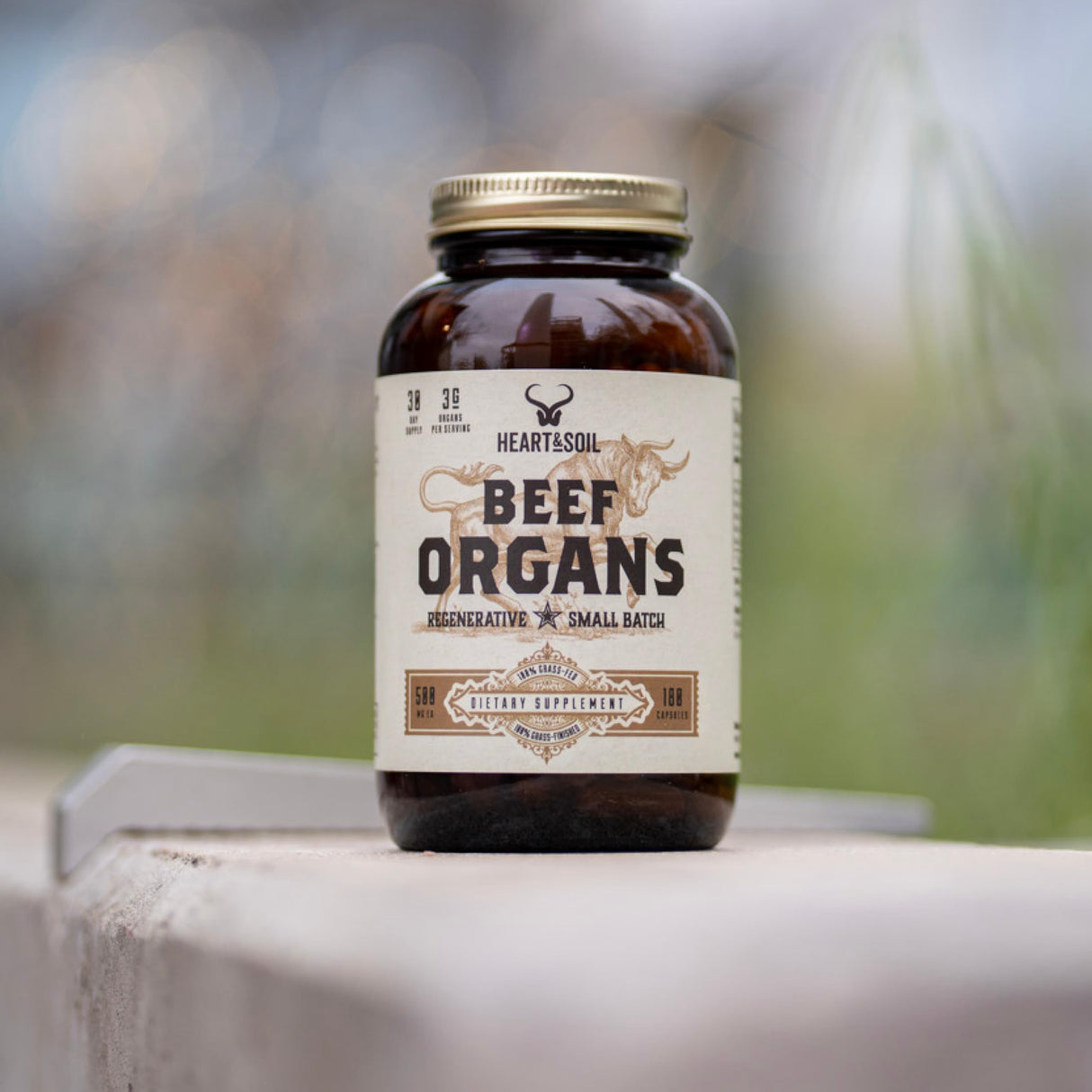 HEART & SOIL – 3000mg Grass-Fed Beef Organ Supplement for Women & Men with Liver, Heart, Kidney, Pancreas & Spleen for Full-Body Nutrition & Energy – Non-GMO, Allergen-Free – 180 Capsules