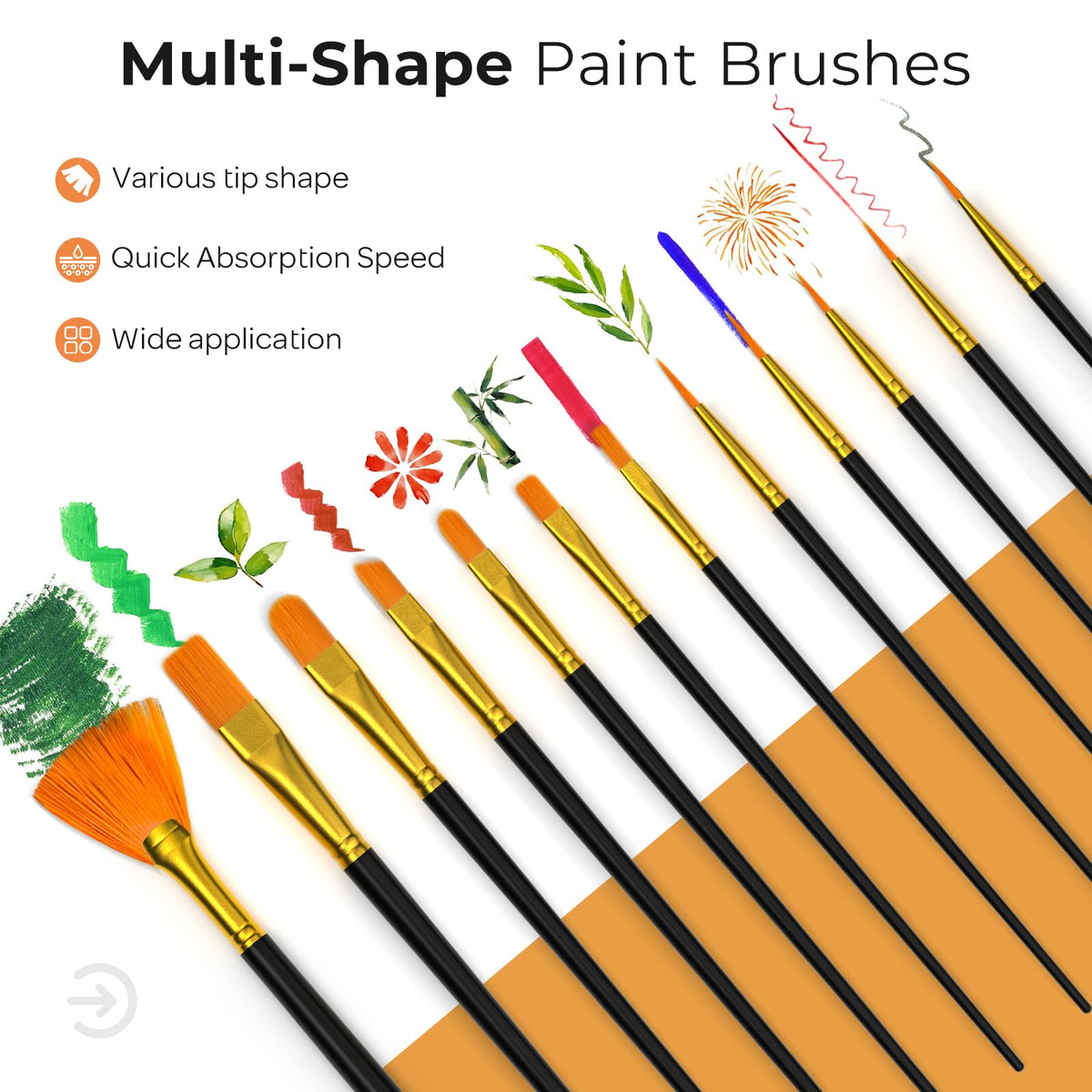 Nicpro Acrylic Paint Set 24 Colors 2oz with 12 Brushes & Palette
