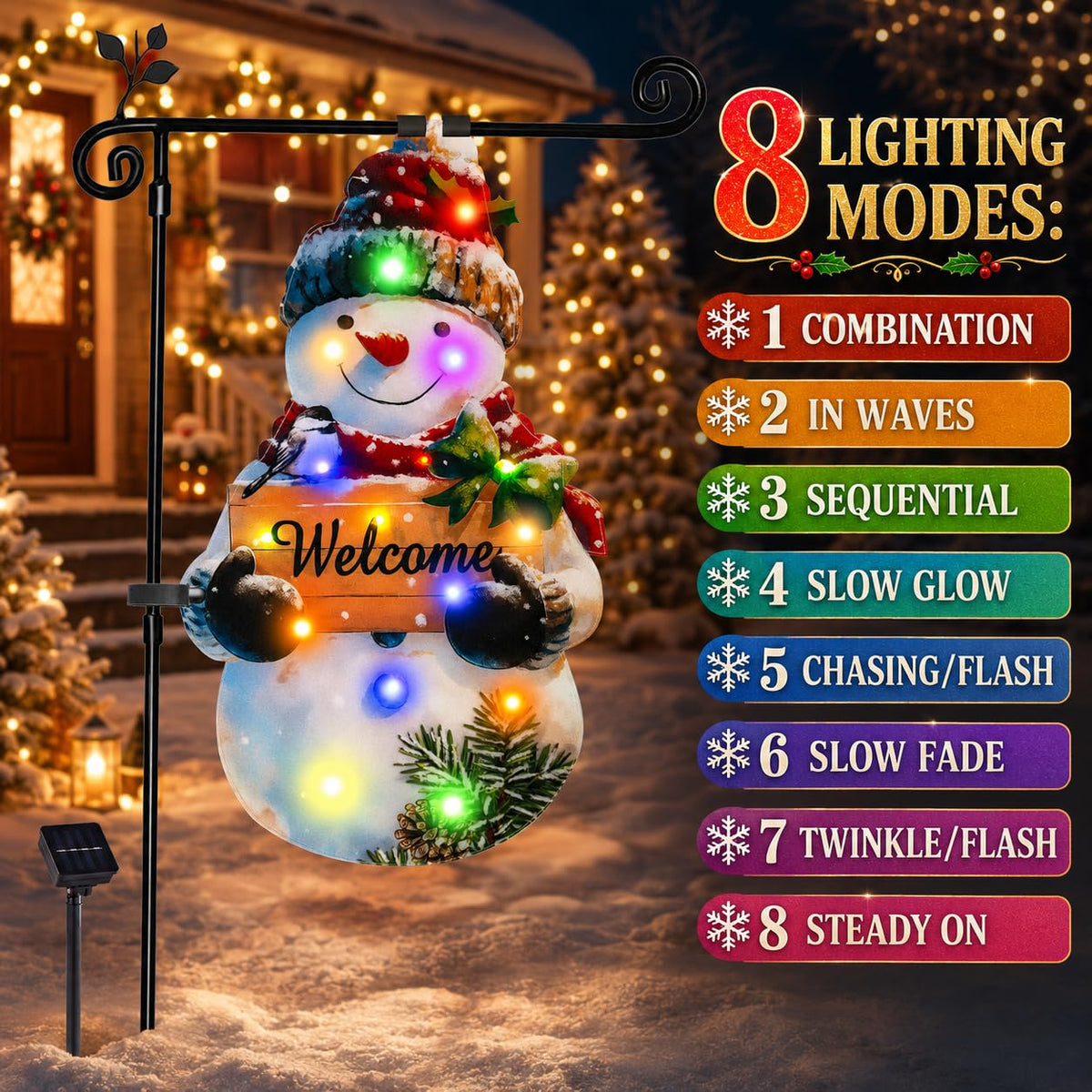 Amadecohome 12x18 Lighted Christmas Snowman Garden Flag, Outdoor Decor