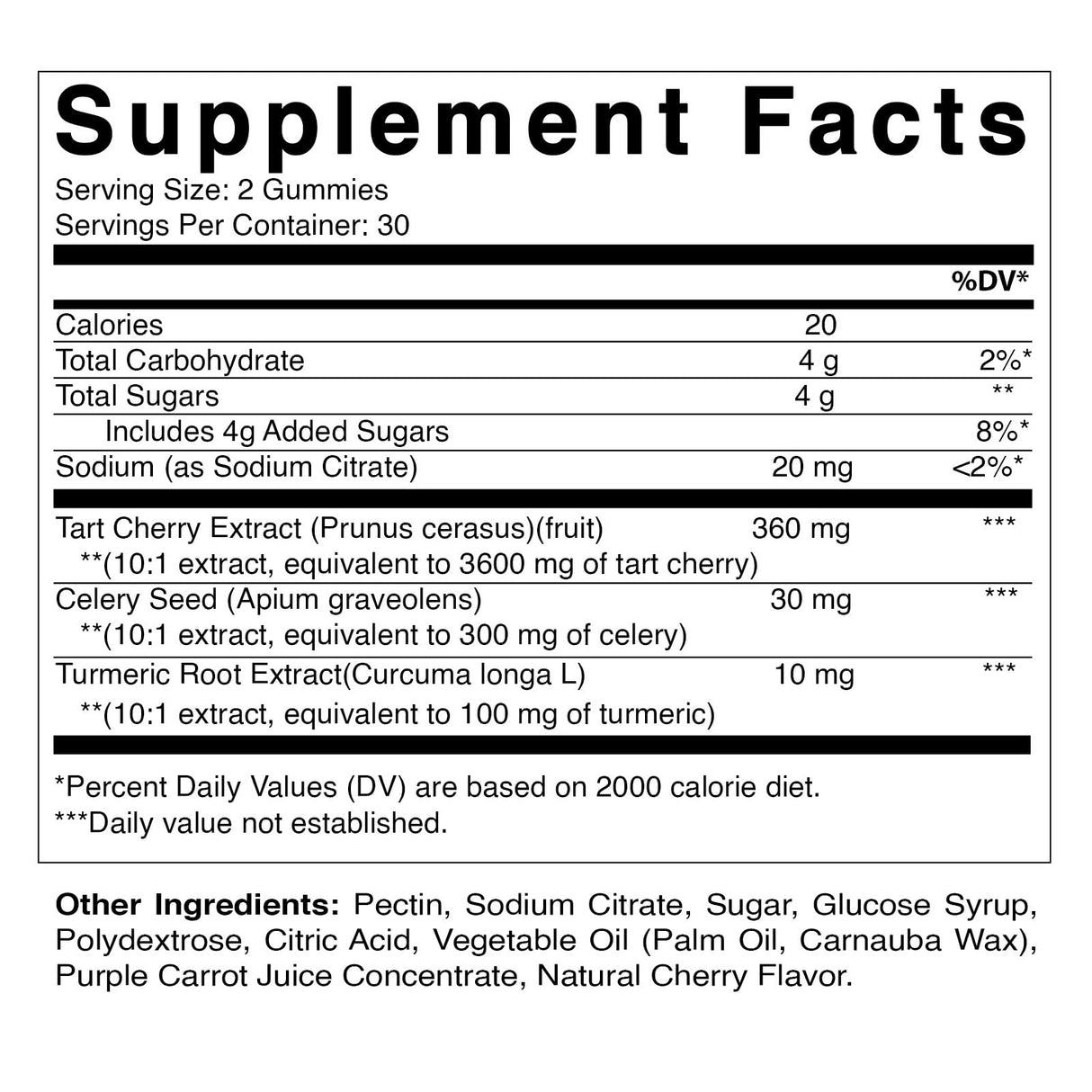 Vitamatic Tart Cherry with Celery Seed Gummies – 4000mg Equivalent Per Serving (from 10:1 Extract, 400mg) - 2-Pack