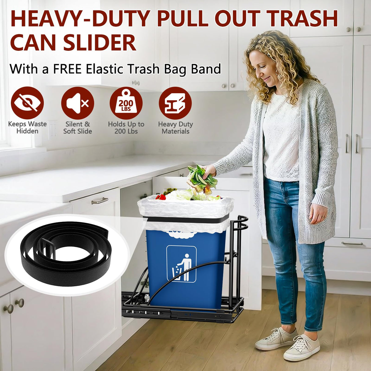 ANASTA Under Sink Trash Can Pull Out Trash Hidden for 30-50 Qt 7-13 Gallon