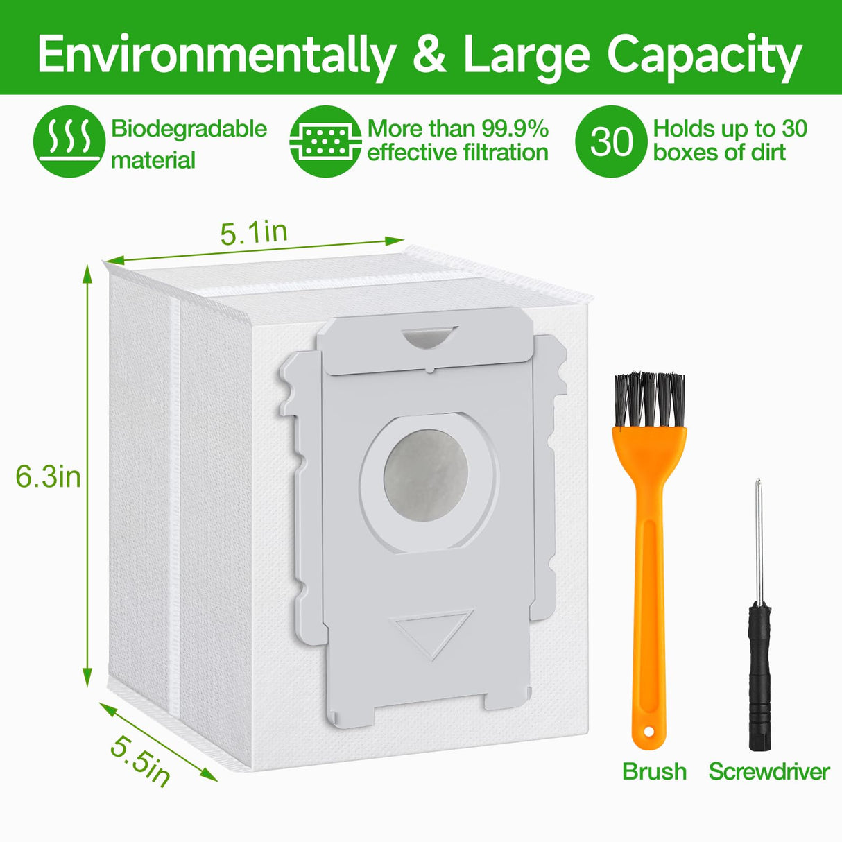 VBN 12 Pack Replacement Roomba Vacuum Bags, Compatible with iRobot Roomba 104 105 405 504 505 705 Combo 10 Max, i7+ i3+ i4+ i6+ i8+ j7+ s9+, i s j Series, All Clean Base Automatic Dirt Disposal Bags