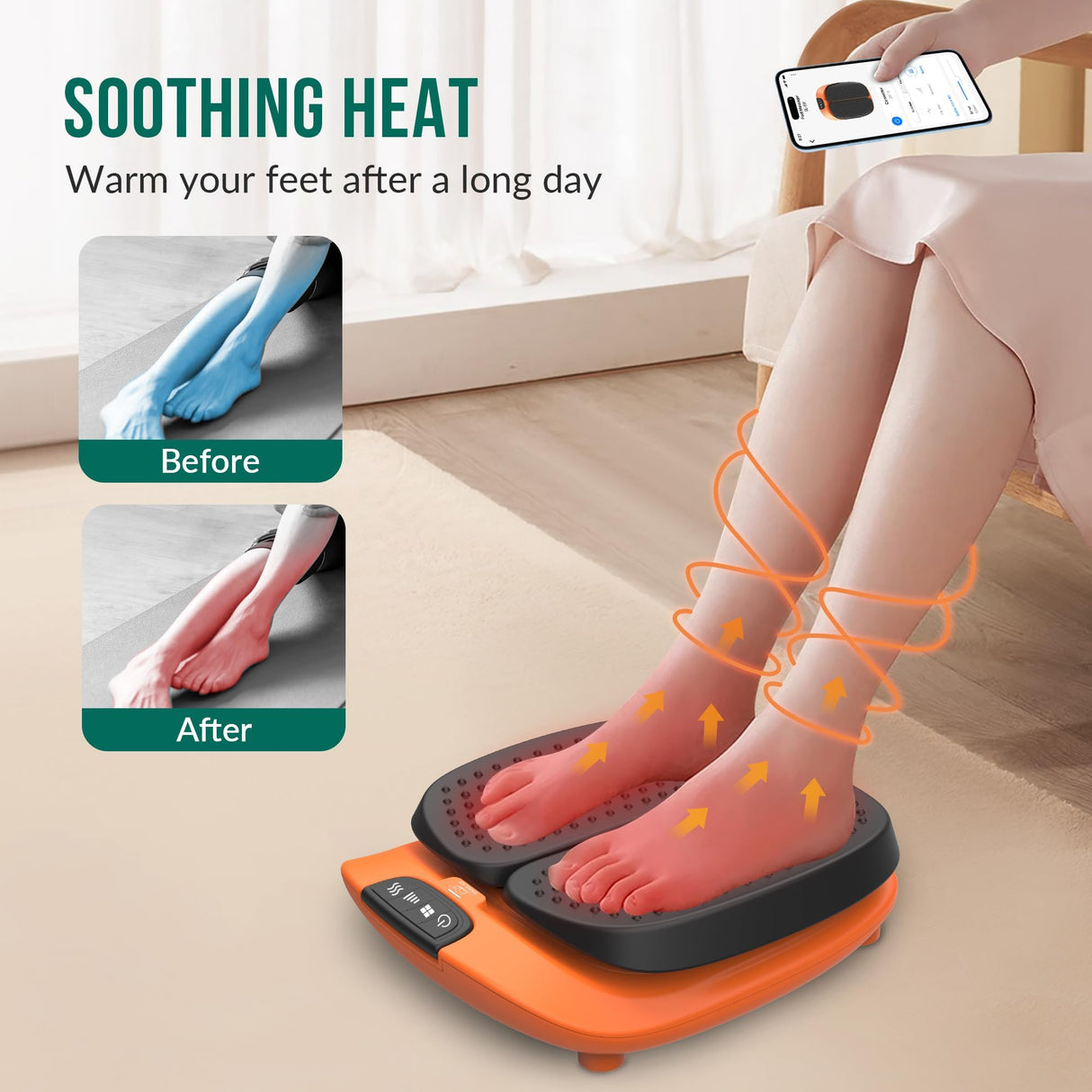 Snailax Vibration Foot Massager with Heat, App Control, FSA HSA Eligible, Adjustable Vibration Electric Foot Massager Machine for Circulation, Plantar Fasciitis, Pain, Remote Control