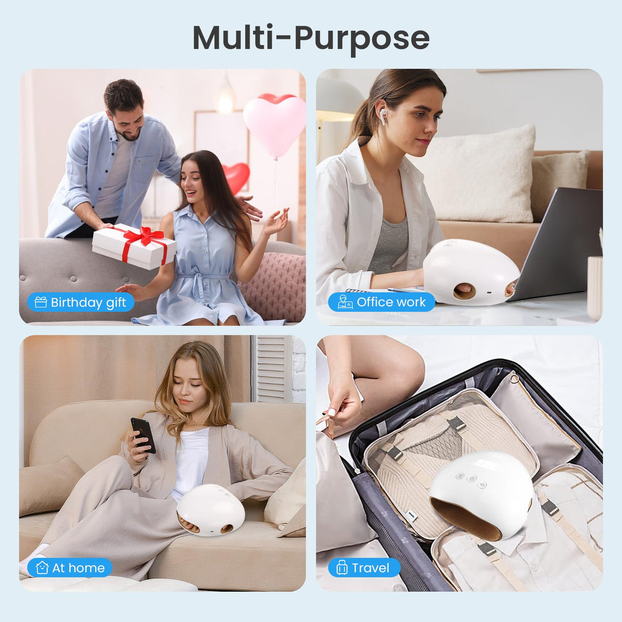NOWWISH Hand Massager with Heat and Compression for Arthritis and Carpal Tunnel Relief, Fathers Day Dad Gifts from Daughter, Birthday Gifts for Women Men - White