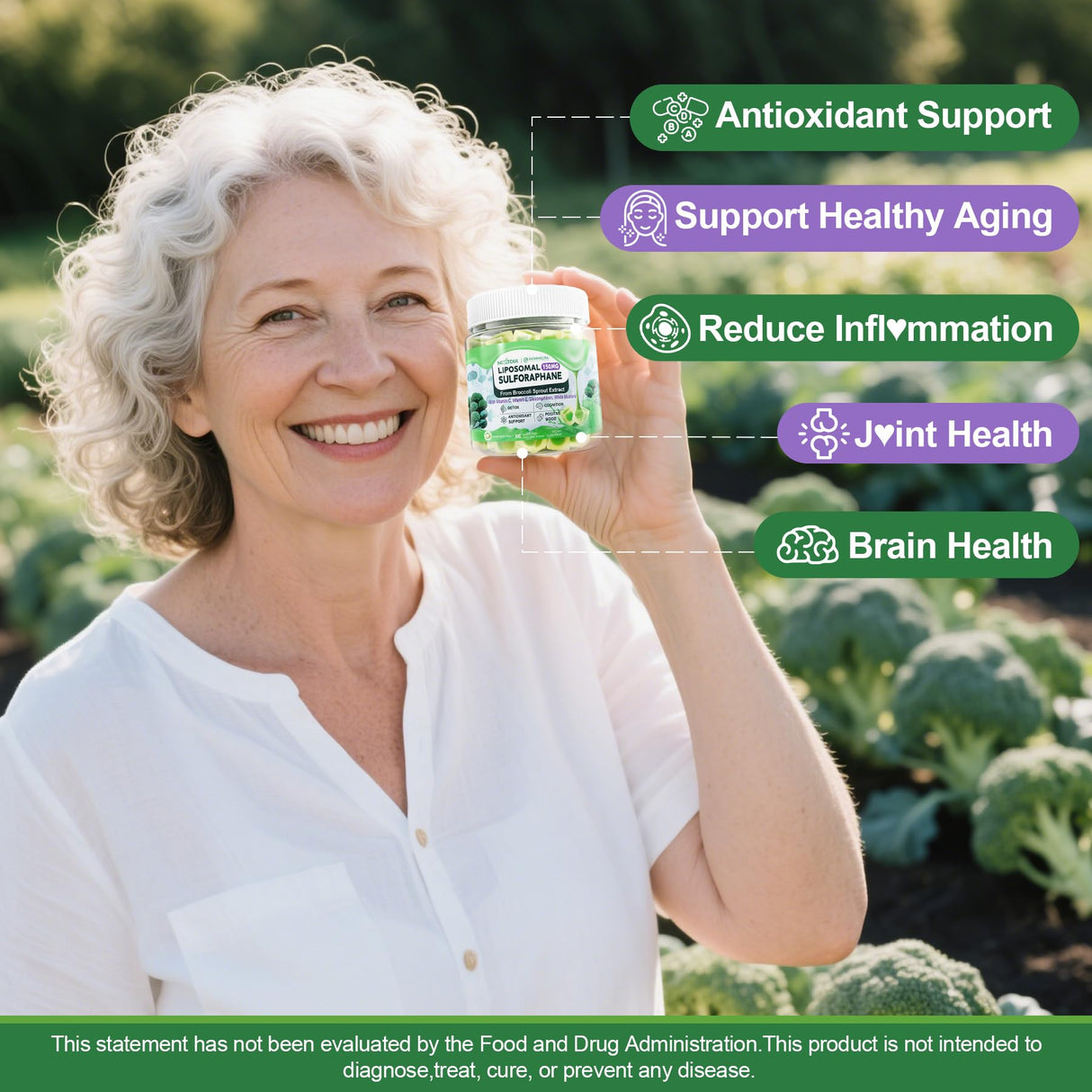 150mg Liposomal Sulforaphane Supplement from Broccoli Sprouts Extract - Sulforaphane with Myrosinase, Vitamin C, E | Broccoli Sprout Supplement for Antioxidant, Detox & Cellular Health | 60 Counts