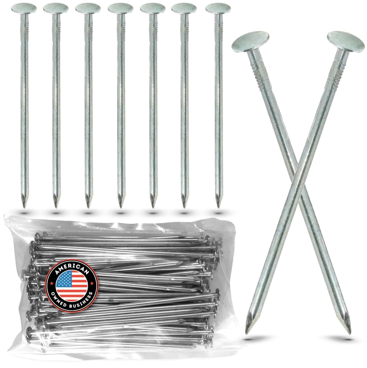 USA Made (150 Pack) Synthetic Grass Landscape, 5.5" Turf Nails/Stakes, 5 lbs Galvanized Boxed Spikes for Securing Artificial Turf & No Dig Edging Products Approximately 150 Nails