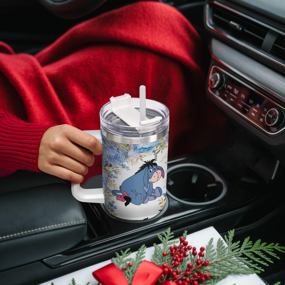 GEPOSTORE Christmas Gifts for Women Girls, Blue Donkey 40oz Tumbler with Handle, Cute Cartoon Character Tumbler, Birthday Gifts for Movie Lover