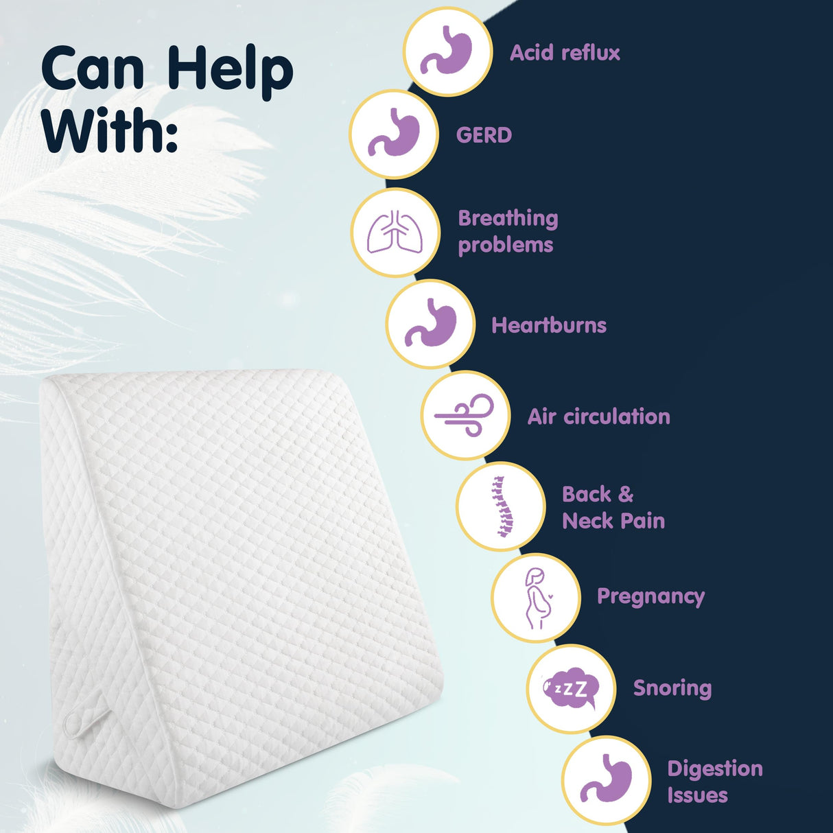 Adjustable Bed Wedge Pillow for Sleeping - Wedge Pillow for Sleep Apnea, Gerd, Acid Reflux Relief, Post Surgery - Foam Wedge Pillow for Back Pain Relief, Sleep Apnea Pillow Wedge or for Seniors