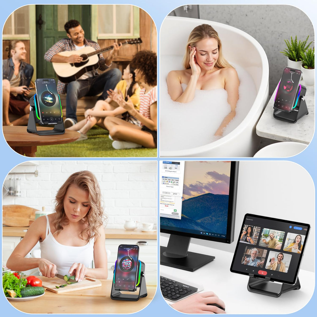 MILOUZ Wireless Induction Speaker 5-in-1 Bluetooth Speaker with Phone Stand