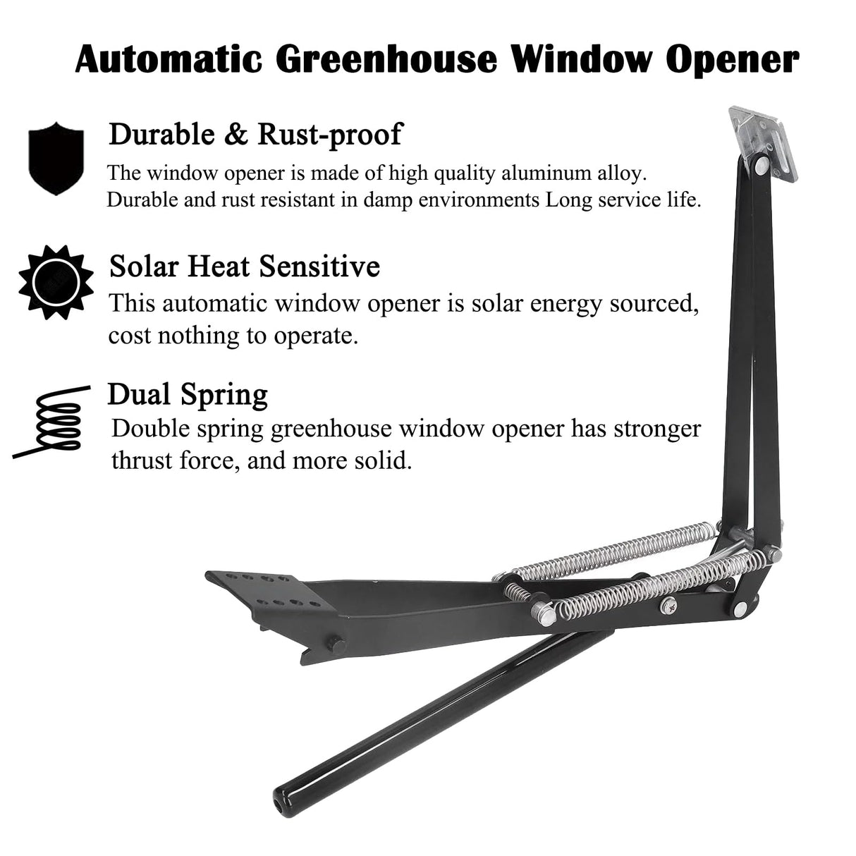 1X Auto Vent Opener Solar Automatic Window Opener for Greenhouse Heat Sensitive Roof Vent Opener Auto Vent Kit Gardening Tools Greenhouse Accessories Hothouse Roof Vent Kit (Dual Spring Up to 15lbs)