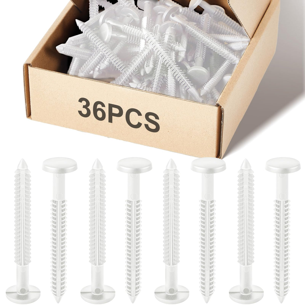 Blulu 36 Pcs 3 Inch Vinyl Shutter Fastener Window Panel Peg Lok Pin Pegs Screws Shutter Spikes Anchor (White)