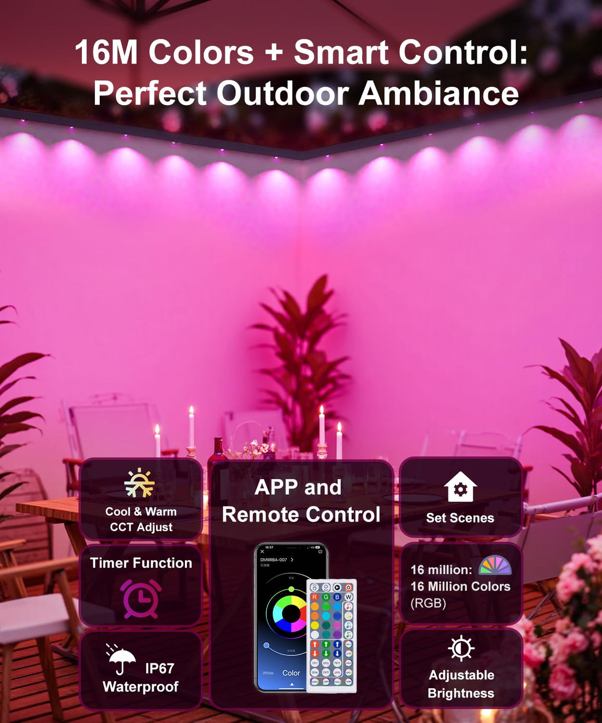 MuliVid 200Ft Permanent Outdoor Lights for House, RGB Halloween House Light Outdoor with Remote APP Control,IP67 Waterproof for Outside Decorations,Eaves Lights for Christmas, Holiday, Party, Daily