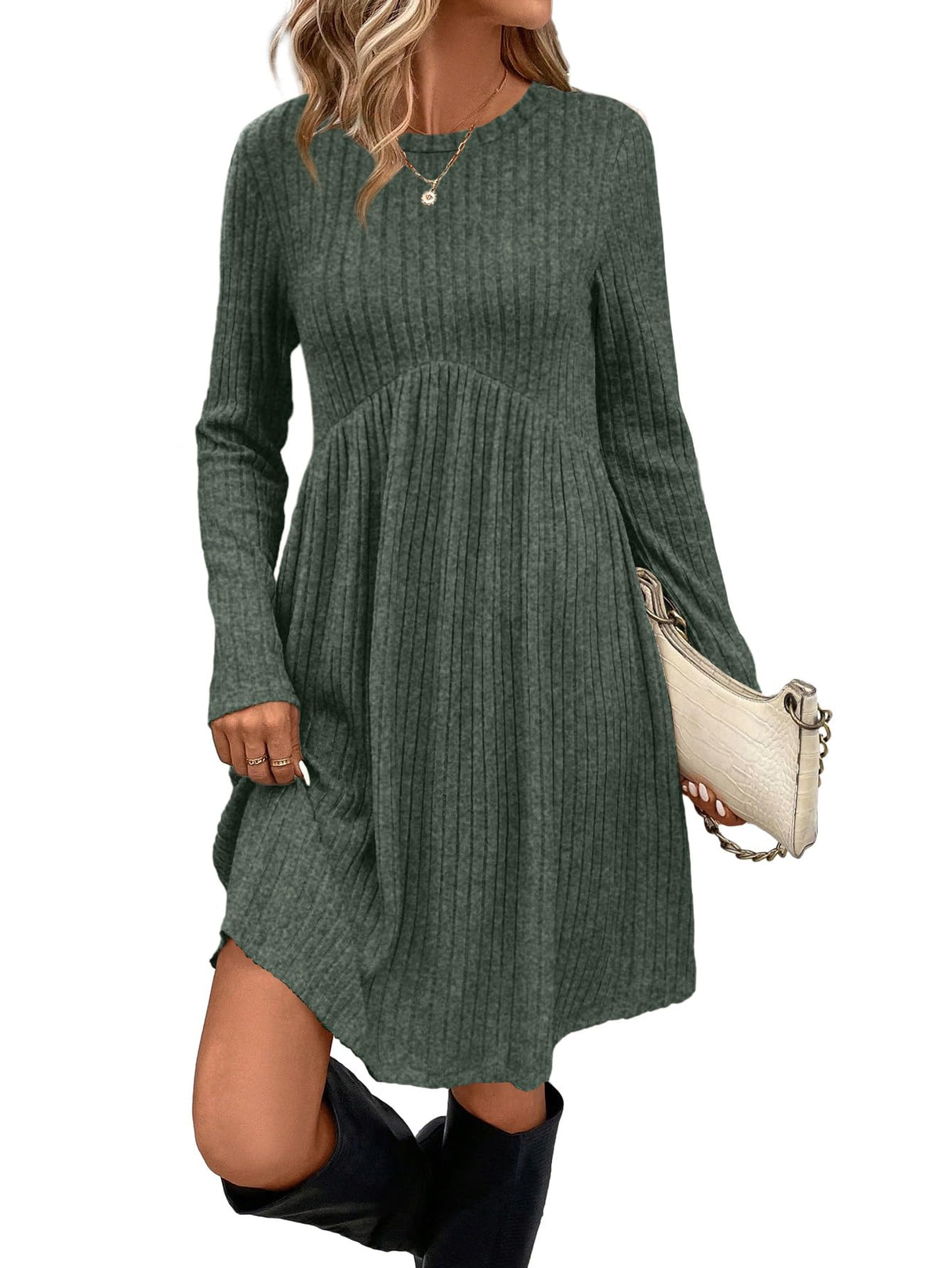 Sweater Dress Long Sleeve Dress for Women Fall Dresses for Women 2025 Tunic Winter Christmas Dresses Fall Maternity Clothes Green L