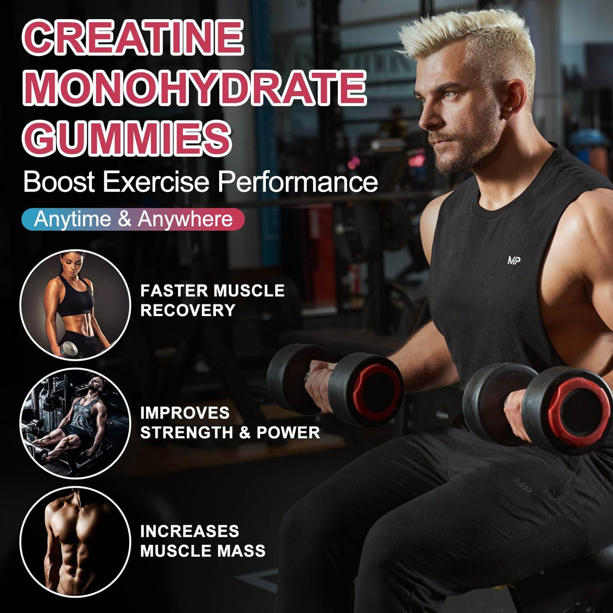 Creatine Monohydrate Gummies for Men & Women 120 CT - 5000mg of Creatine Monohydrate per Serving - Sugar Free Chewable Creatine for Muscle Strength, Muscle Builder, Energy Boost (Raspberry Flavor)