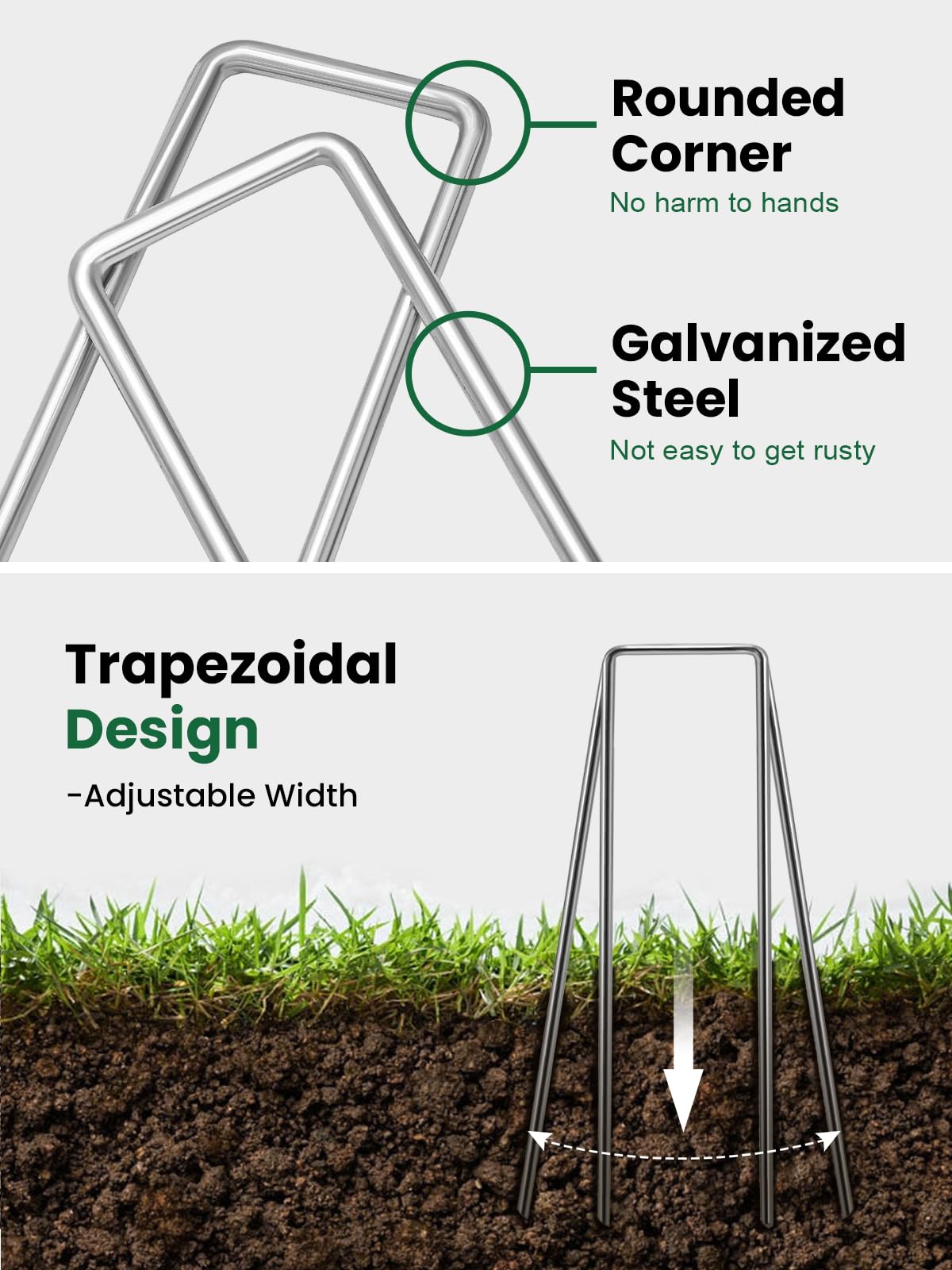 GROWNEER Landscape Staples 6 Inch, 360 Pack 11 Gauge Ground Pins, Bulk Pack for Yard Work, Secures Sod, Holds Ground Cover in Place