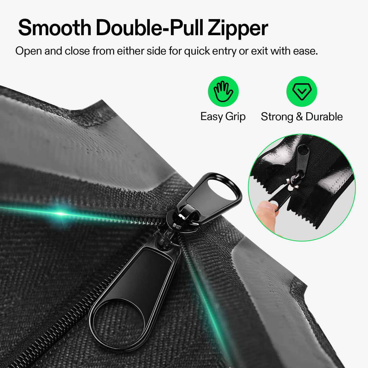 VIVOSUN 2-Pack Self Adhesive Zipper Door for Debris Barriers, 3In. x 7Ft. Peel & Stick, Heavy-Duty & Double-Sided Zipper for Tarp, Greenhouse, Indoor Outdoor Tent, Black