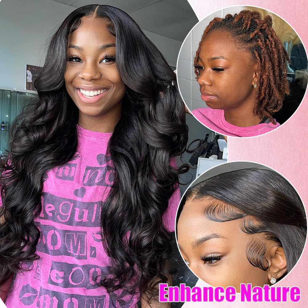 Erqq 30 inch Human Hair Wig 13x6 Body Wave Lace Front Wigs Human Hair 200 Density HD Lace Frontal Glueless Wigs Pre Plucked with Baby Hair Brazilian Virgin Hair Natural Color