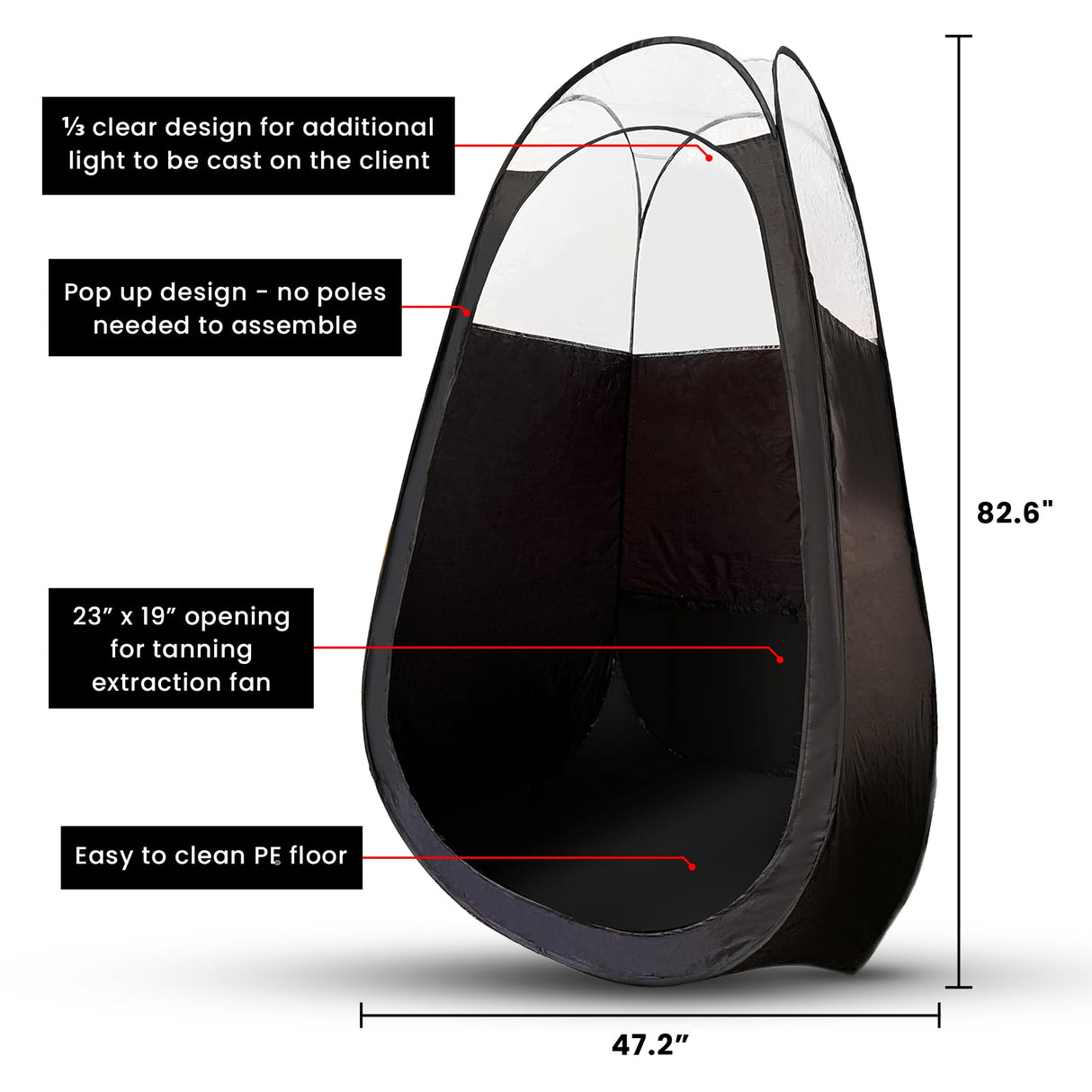 KOBBTAN Large Deluxe Spray Tan Tent Pop Up Portable Tanning Booth with Clear Window & Extraction Fan Opening Easy Clean for Home & Salon