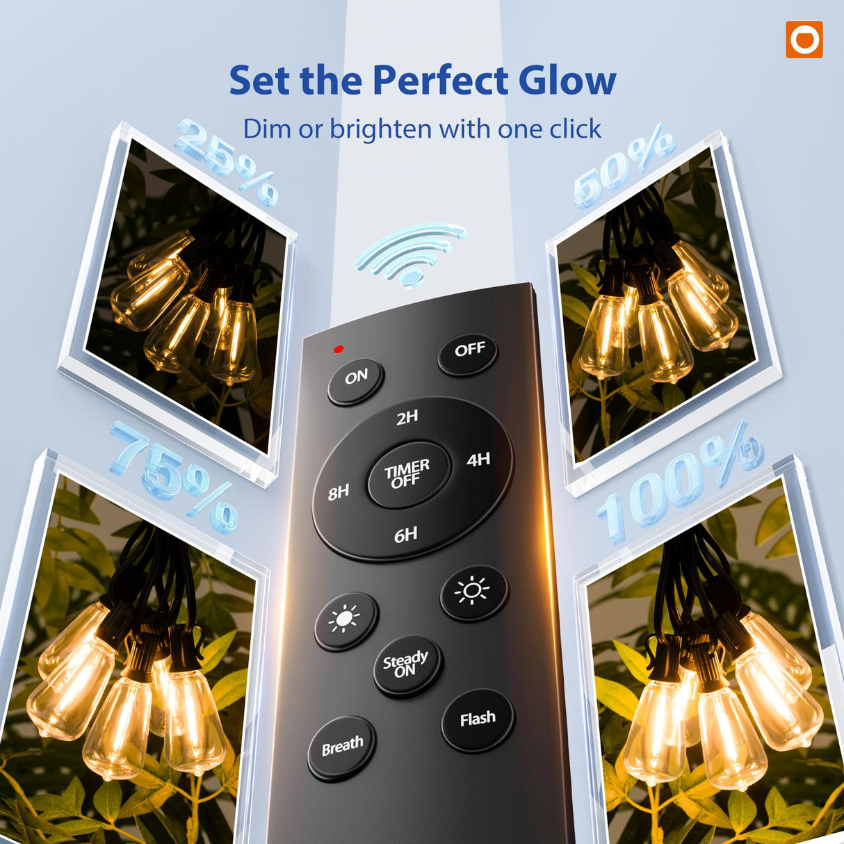 addlon 100FT(50FT*2) LED Outdoor String Lights with Remote Waterproof Patio Lights with 54 Shatterproof ST38 Replaceable Bulbs(4 Spare), Dimmable Outside Hanging Lights Connectable for Porch, Backyard