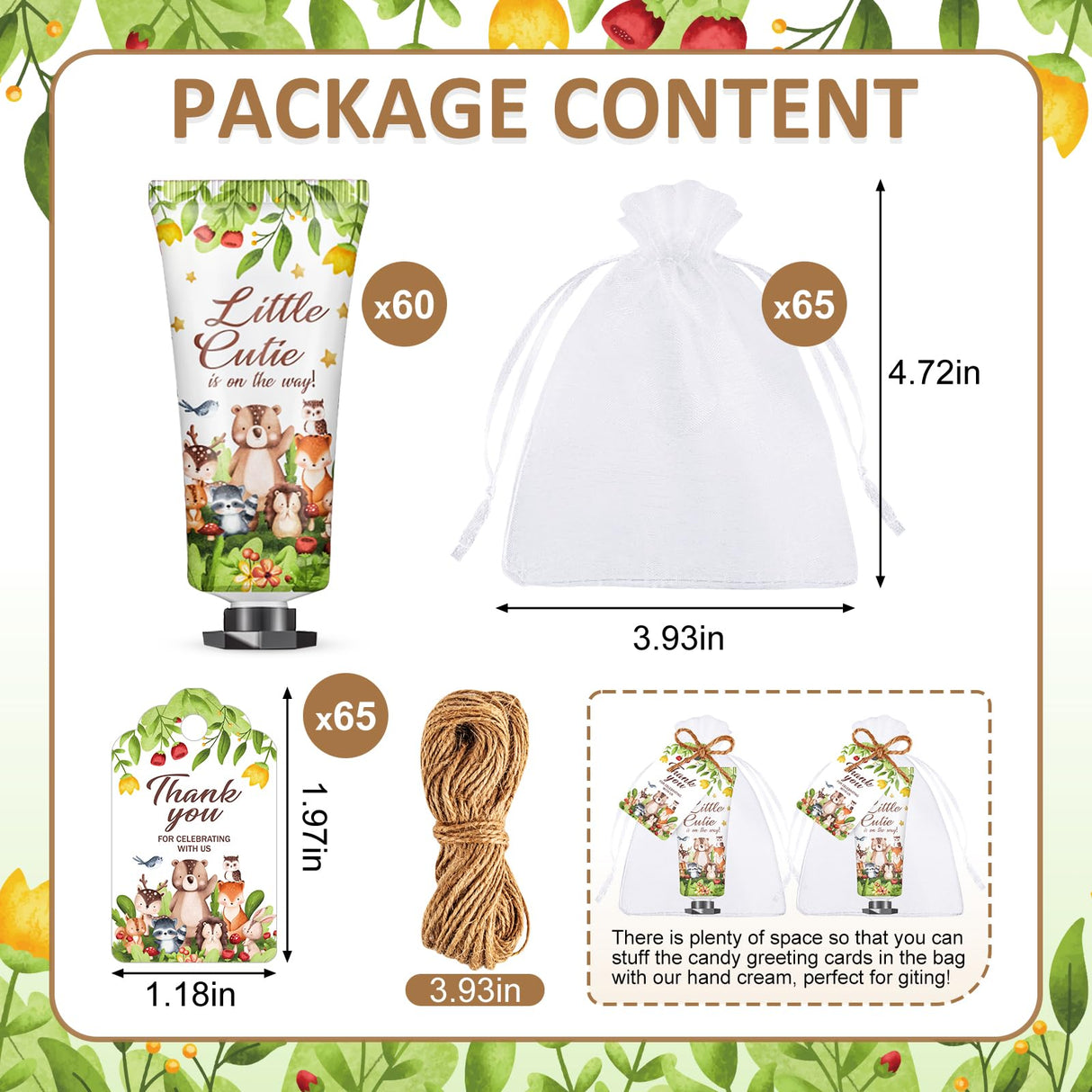 60 Sets Baby Hand Cream, Party Favors & Gifts for Guests, Bridal Shower, Travel Size Hand Lotion Bulk for Wedding, Thank You Gifts & Christmas Holiday Animals