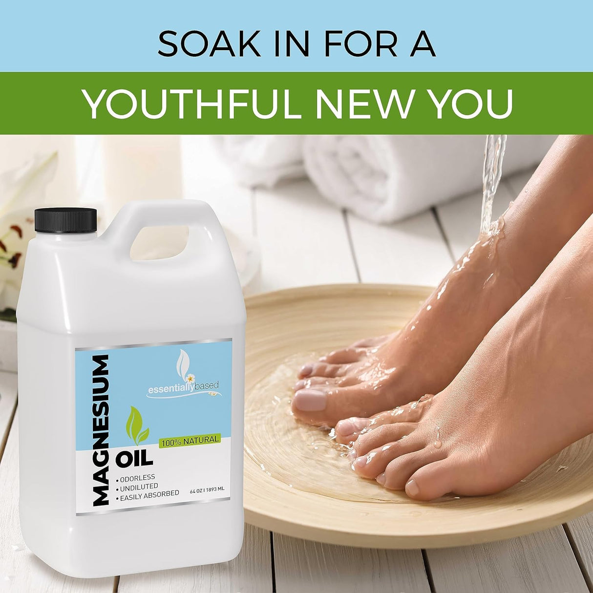 Pure Magnesium Oil Spray 64oz - Topical Magnesium Spray for Sleep Extra Strength - Less Sting - Less Itch - 100% Natural and Organic Oil - Made in USA