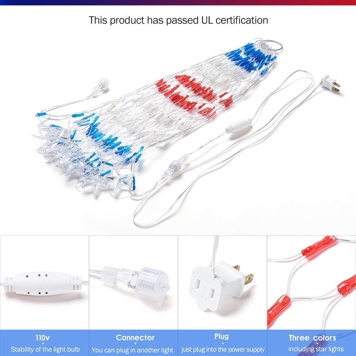 HYH American Flag Lights Outdoor Solar String Lights with 420 Super Bright LED Waterproof Flag Net Light of The United States for Yard,Garden,Festival,Holiday,4th of July,Independence Day Decoration