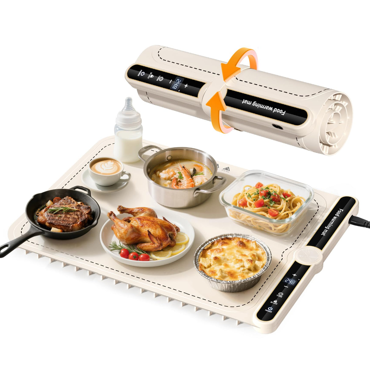 Food Warming Mat, Electric Warming Tray with 9 Temp Levels & Auto Shut-Off, Full Surface Heating, Foldable Warmers Heating Pad for Parties, Perfect for Home and Buffet Use