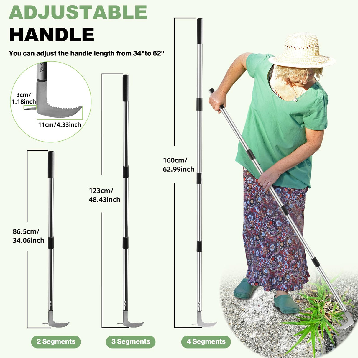 Envanptaz Crack Weeder, 63" L-Shaped Stainless Steel Crevice Weeding Tool