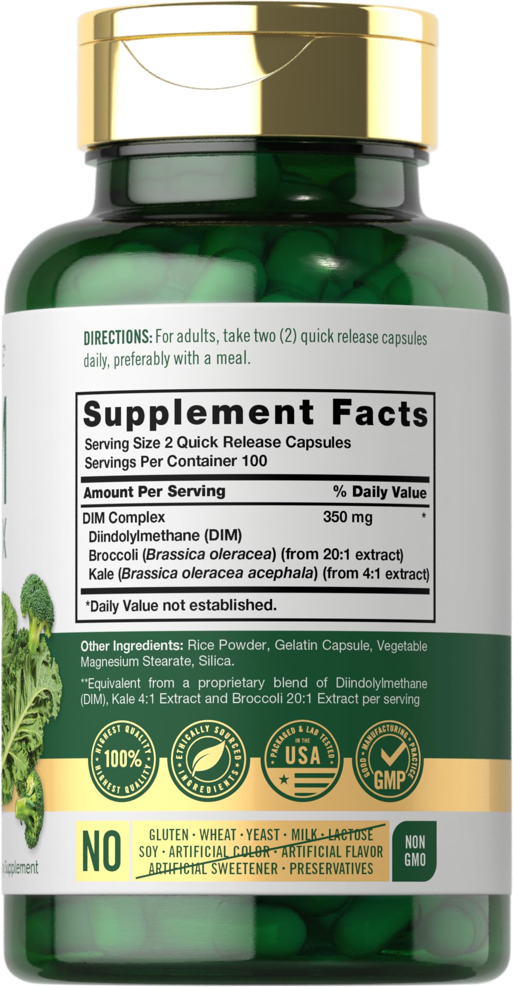 Carlyle DIM Supplement for Women & Men | 350mg | 200 Count | Vegetarian, Non-GMO & Gluten Free Complex