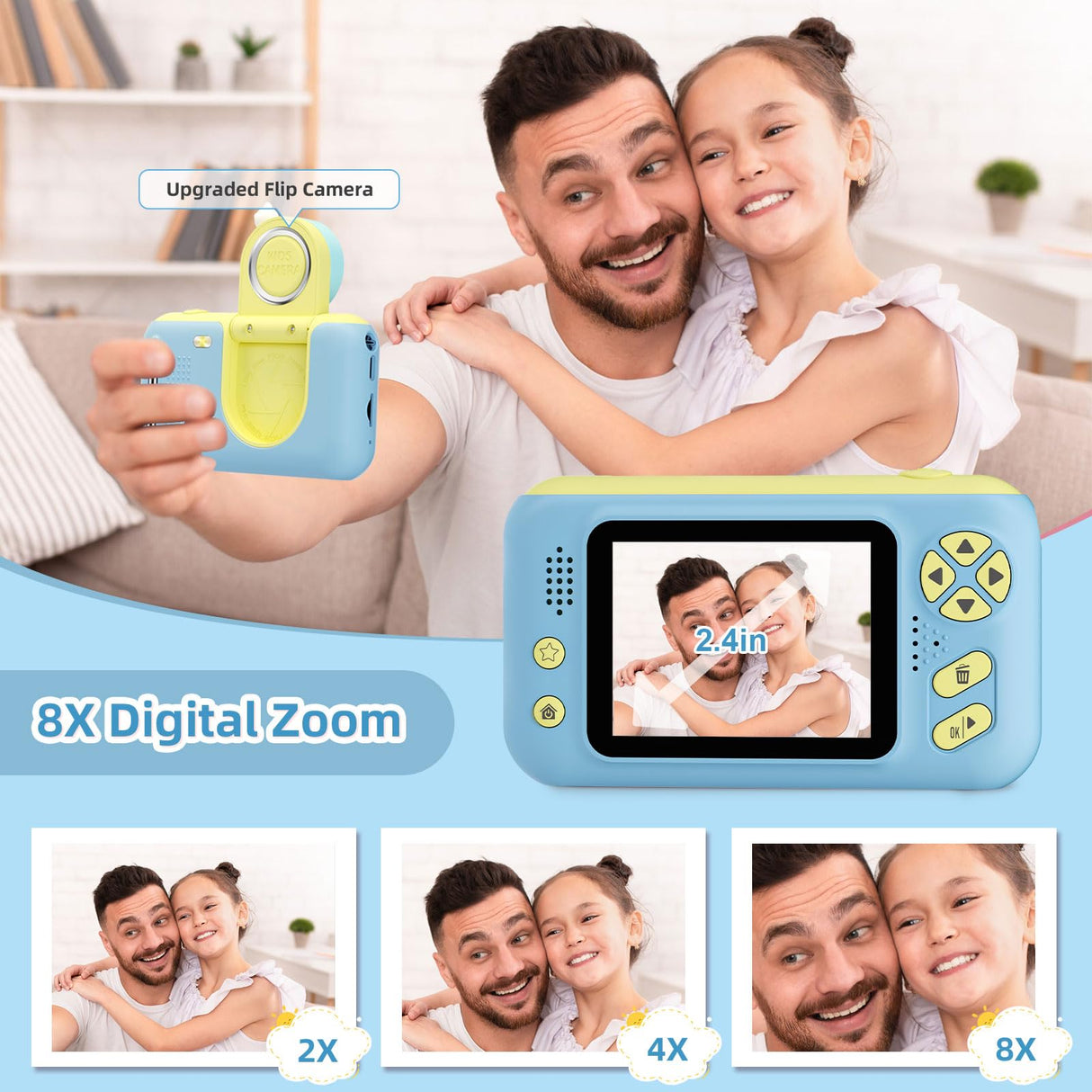 Makolle Camera for Kids, Toddler Volging Cameras Age 3-8 Christmas Birthday Gifts for Boys and Girls 3-12 Year Old Boys Digital Camcorder for Video Portable Kids Selfie Camera with 32GB SD Card Blue
