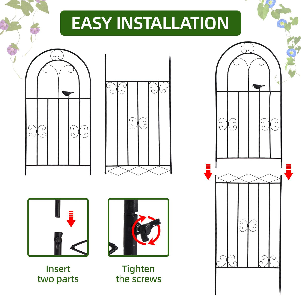 Amoskey Durable Garden Trellis for Climbing Plants - Outdoor Trellis Supports for Lush Greenery - Ideal for Vines, Flowers, and Vegetables, Easy Installation & Space-Saving Design (71"H*20"W -2 pack)